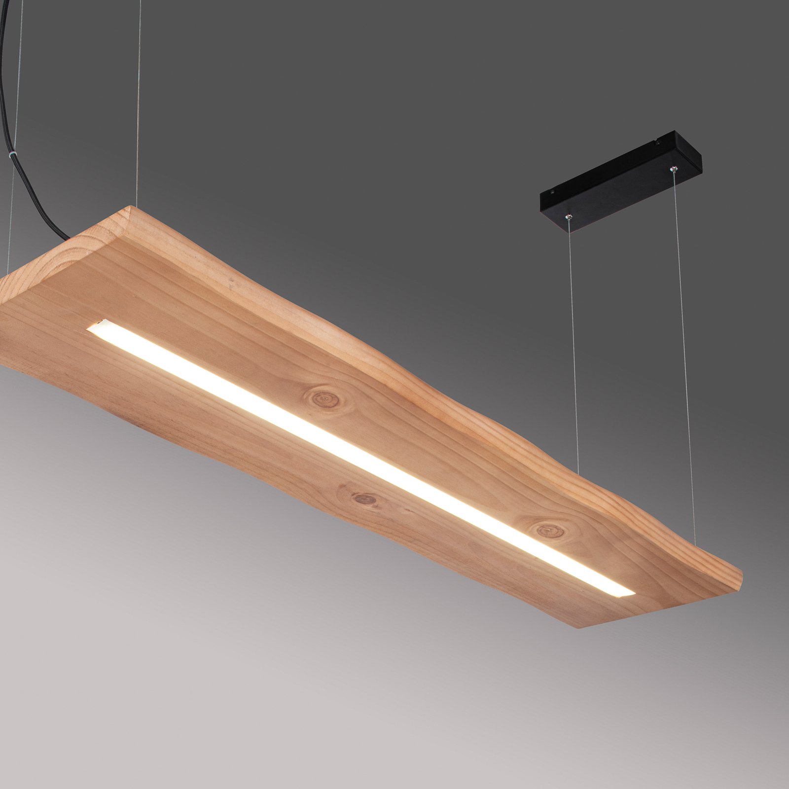 Paul Neuhaus LED hanglamp Palma, hout, CCT, dimbaar, 120cm
