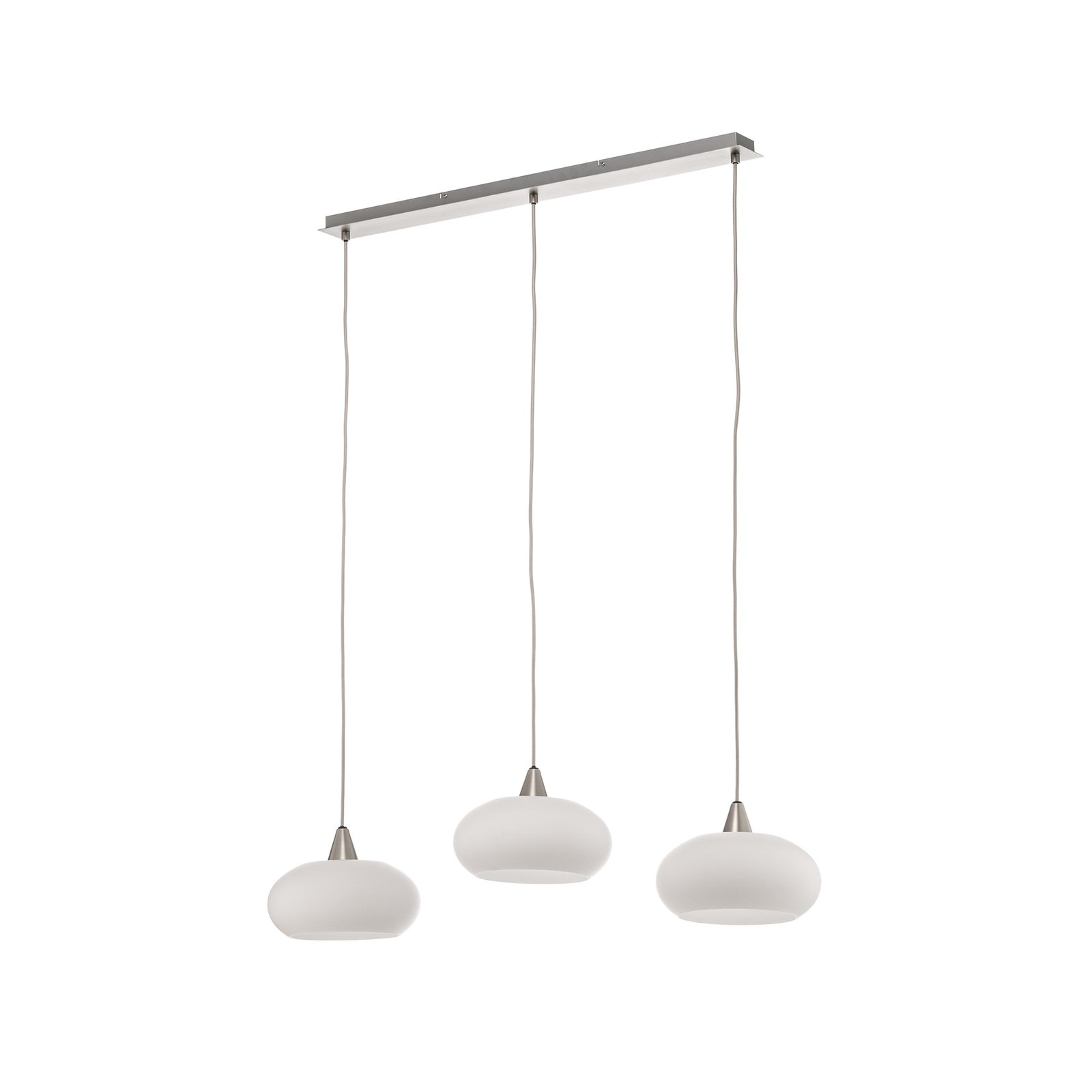 Lucande Suspension Sharvil, 3 lampes, blanc, verre, 97cm