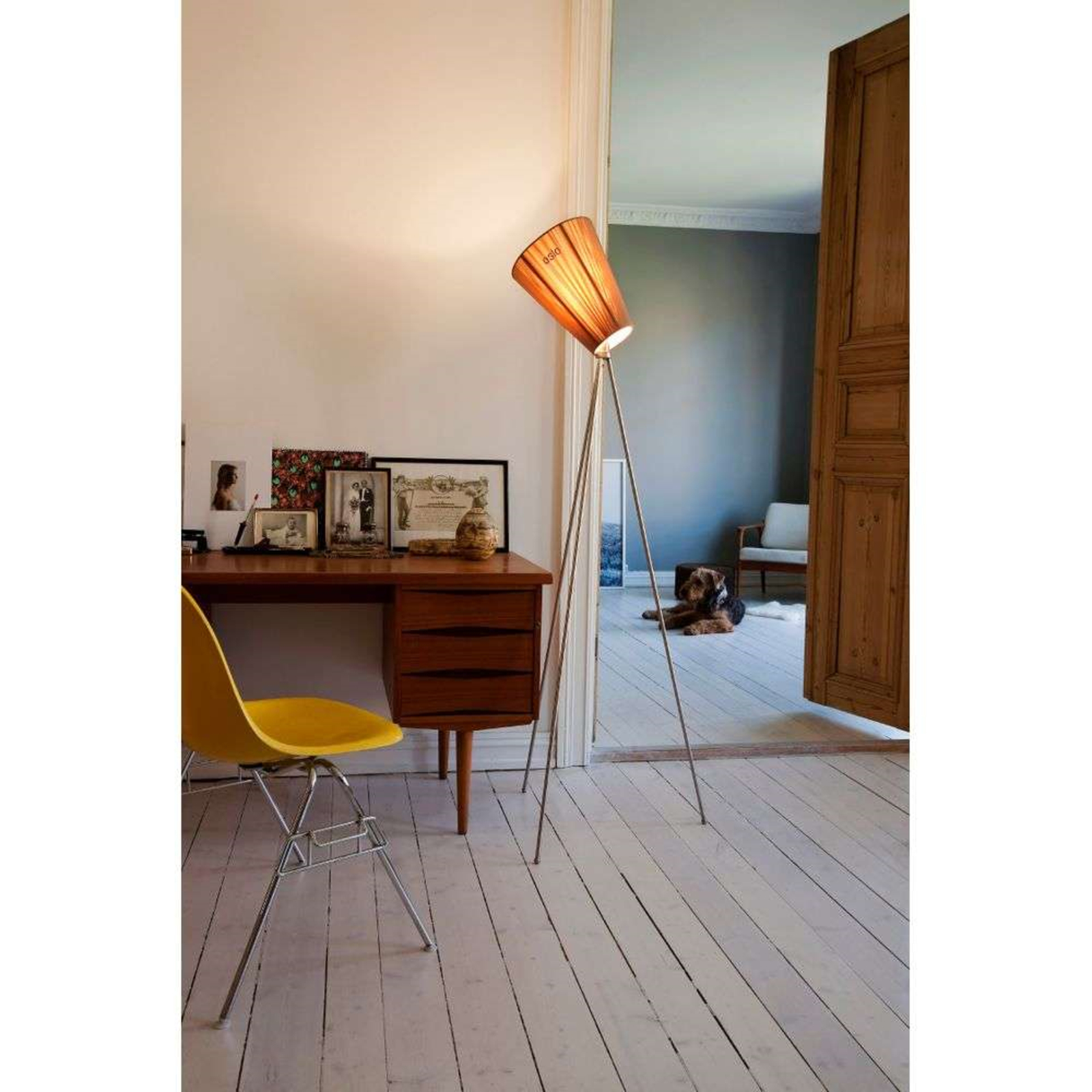 Oslo Wood Floor Lamp Light Grey/Olive - Northern