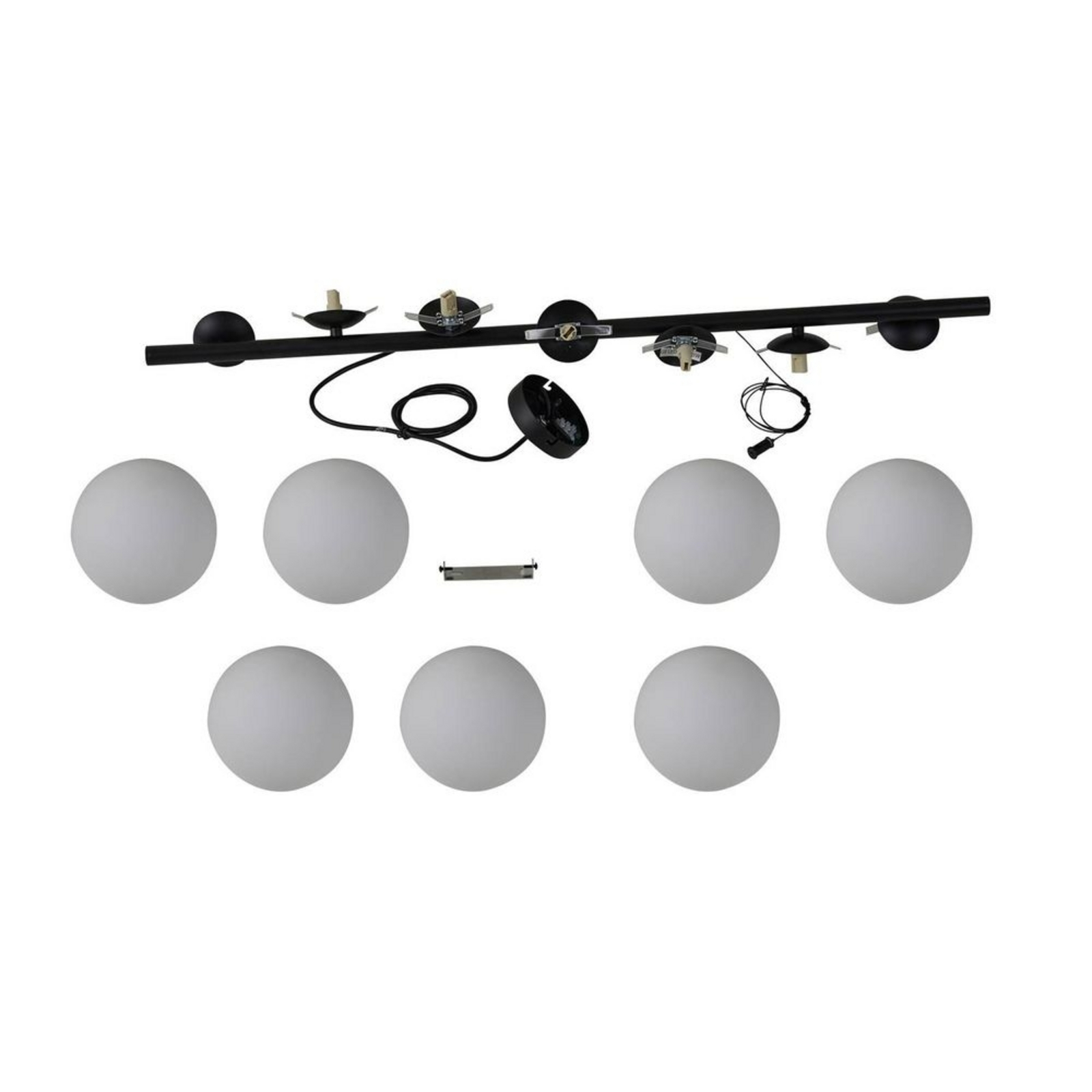 Isandro 7 Hanglamp Zwart/Opaal - Lucande