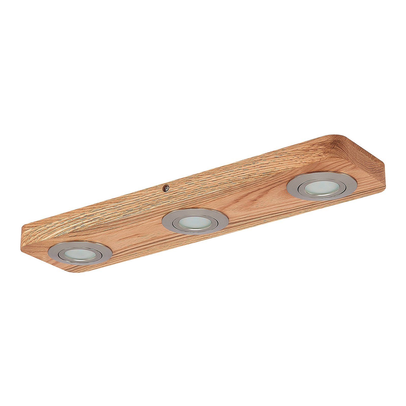 Lindby Plafonnier LED Mikari, 48 cm, bois, orientable