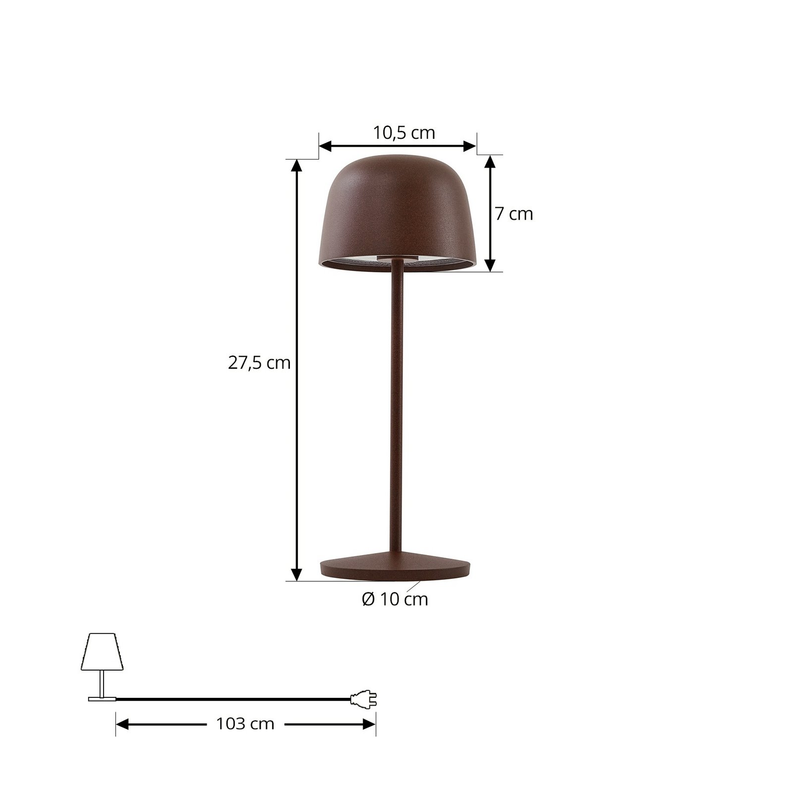 Lindby LED επιτραπέζια λάμπα Arietty, καφέ, ρυθμιζόμενη, IP65