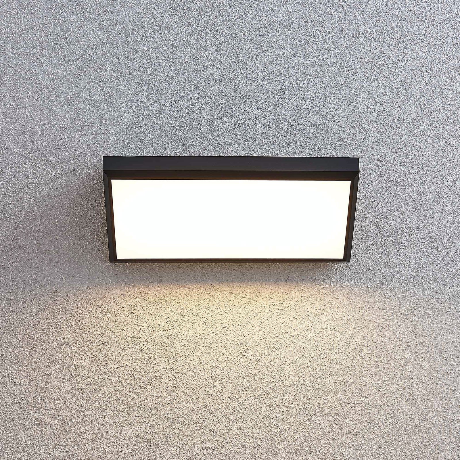 Lindby LED outdoor wall light Abby, sensor, IP65, dark grey
