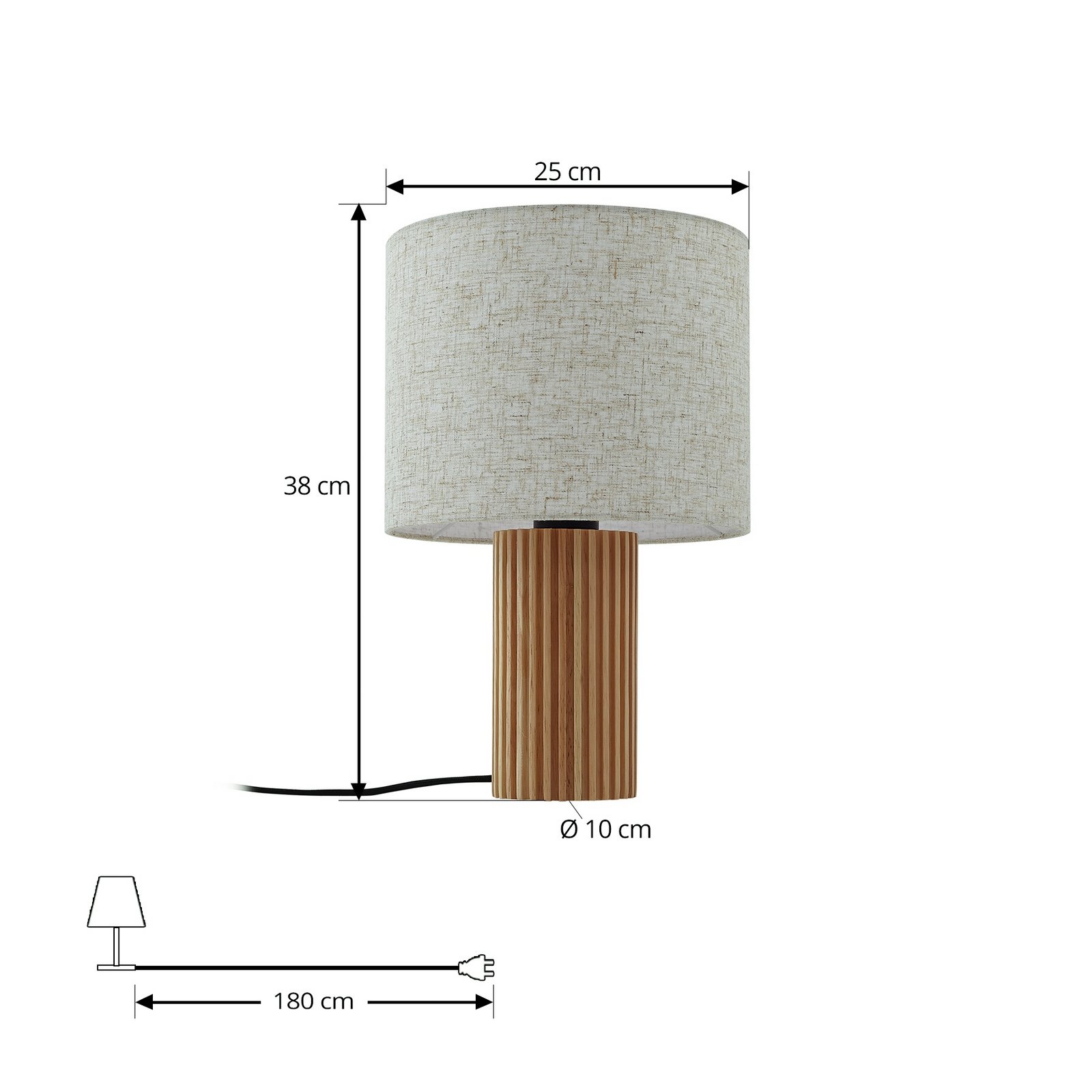 Lampe à poser Kimiko de Lindby, hauteur 38 cm, bois, textile