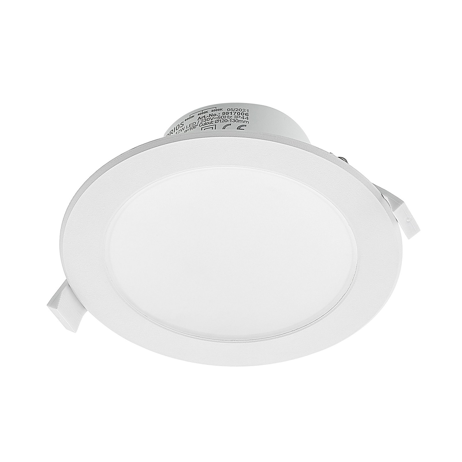 Prios LED прожектор за вграждане Rida, бял. Ø 15 cm, CCT, IP44