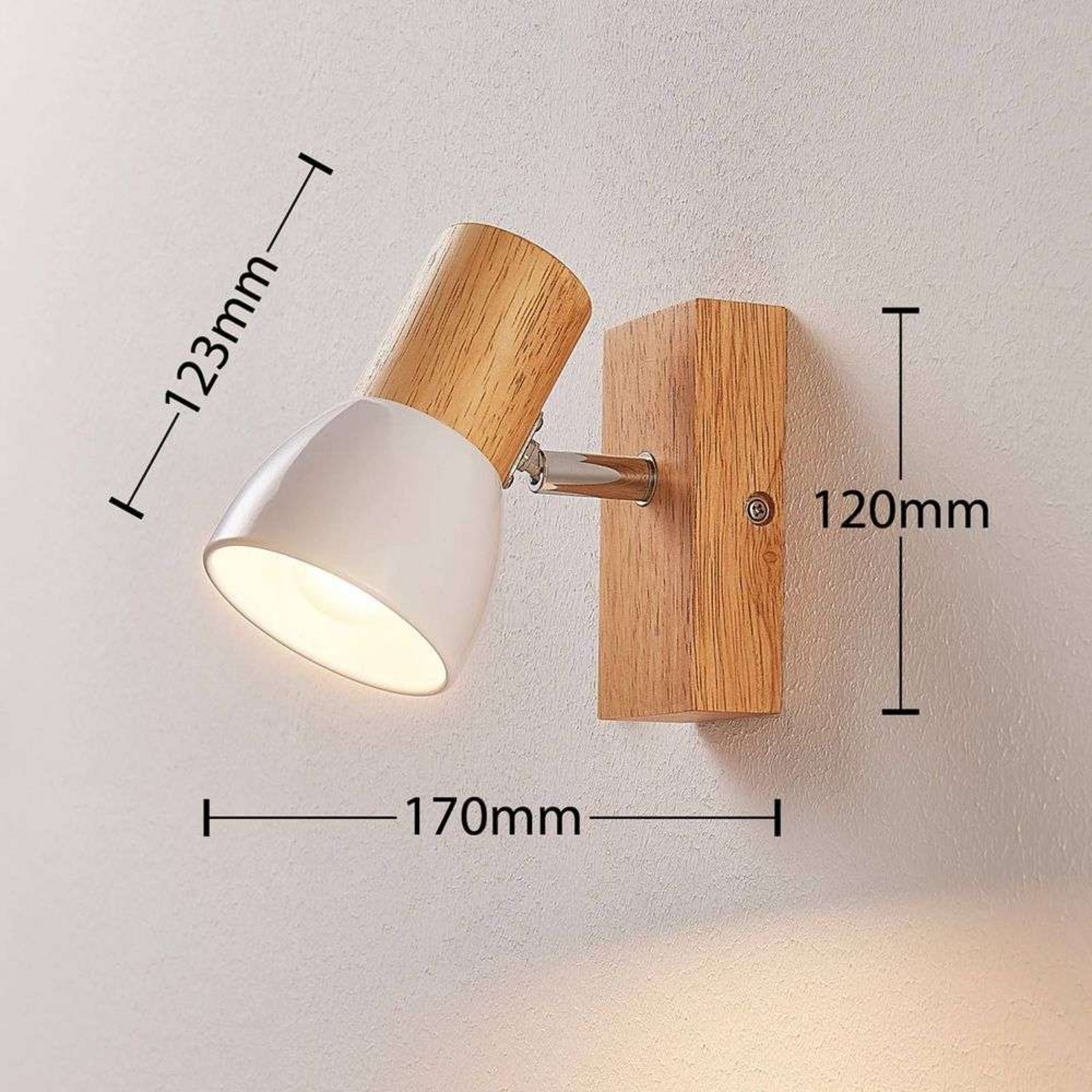 Thorin Zidna lampa Light Drvo/Bijela - Lindby