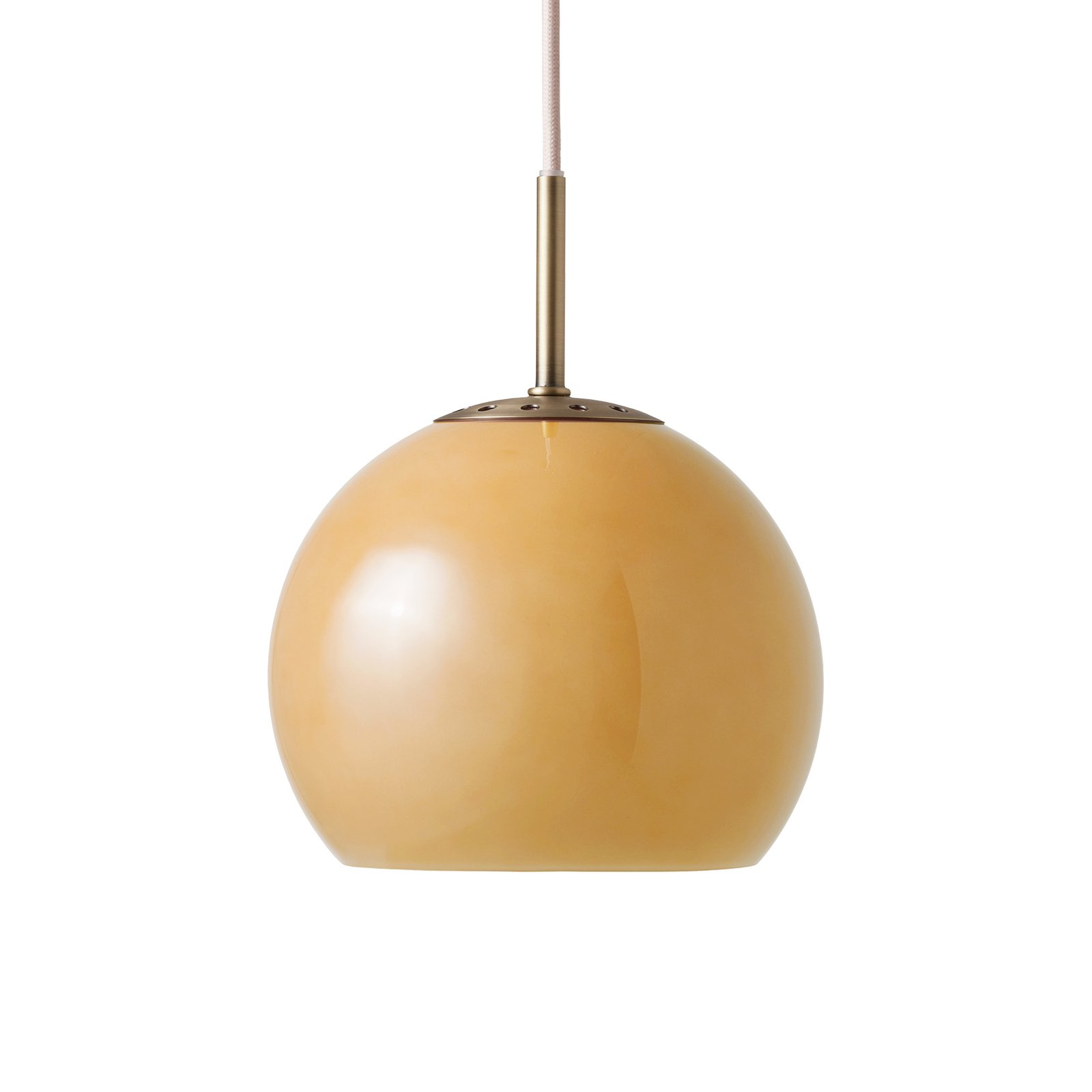FRANDSEN Rippvalgusti Ball, merevaigukollane, Ø 18 cm, klaasist