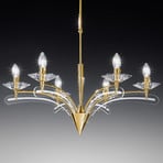 Lustre ICARO à 6 lampes,av. verre cristal, doré