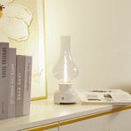 Candeeiro de mesa recarregável Lindby LED Maxentius, creme, vidro,