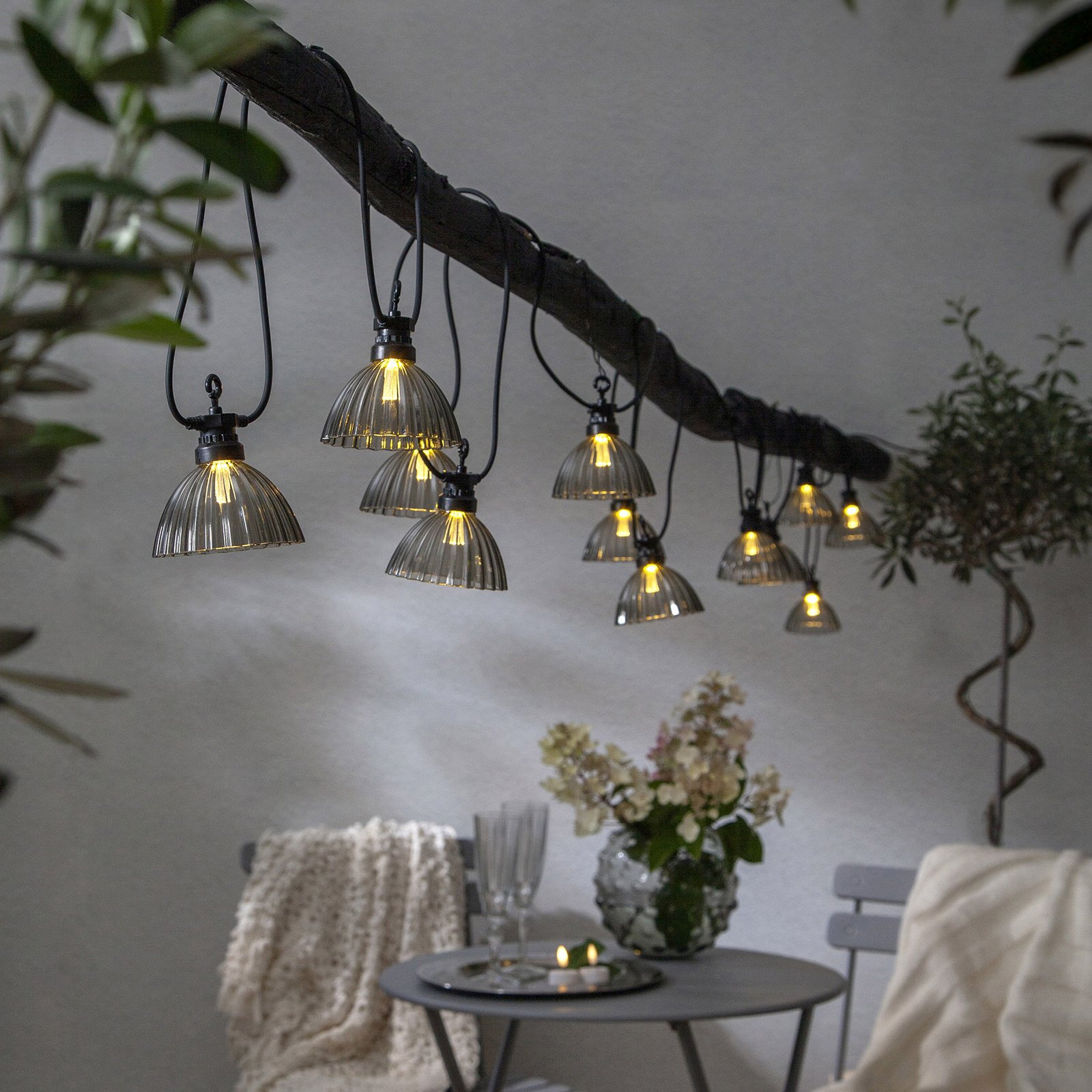 Cadena de luces LED Circus Shade 12 pantallas gris