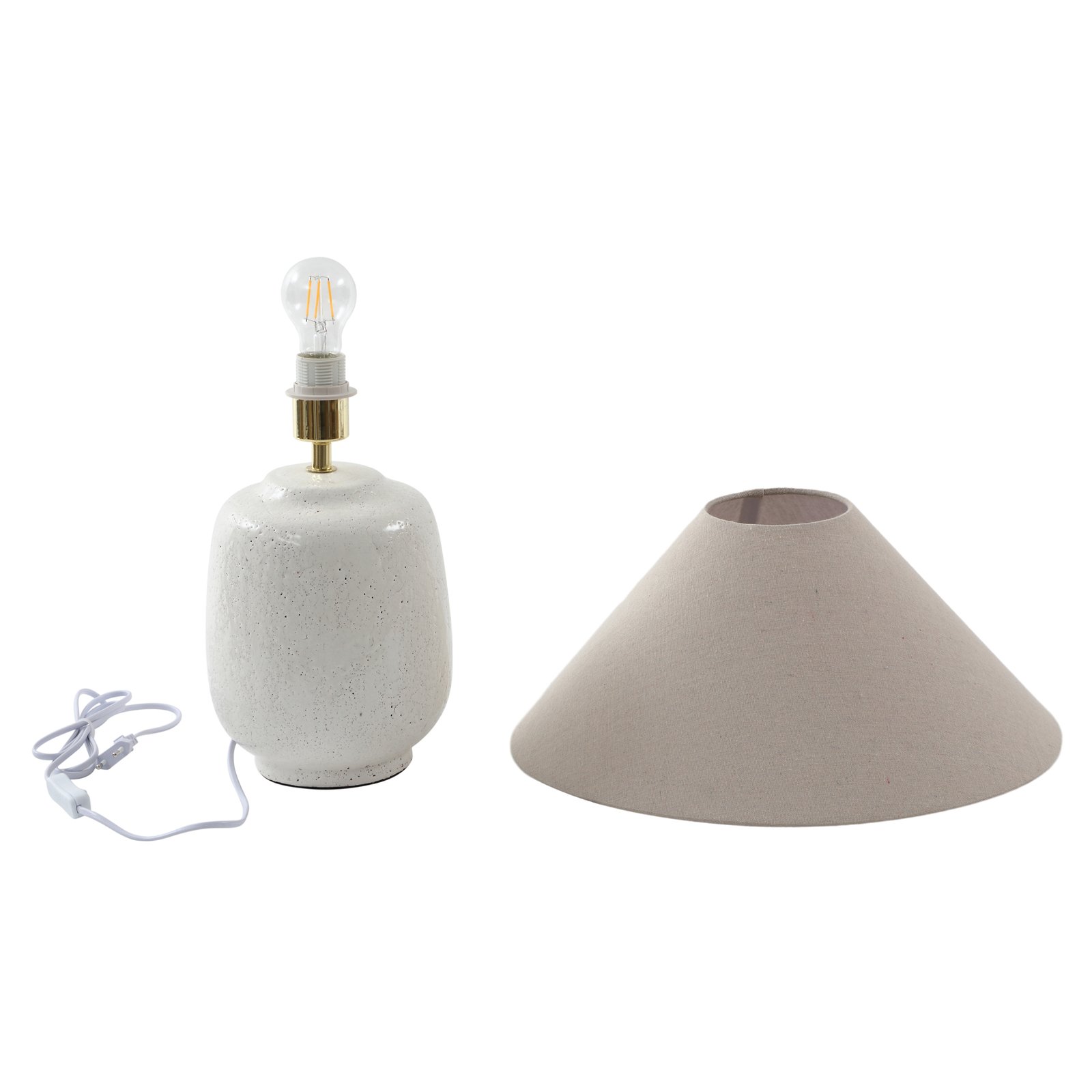 Lampada da tavolo Lucande Thalorin, altezza 47 cm, bianco, ceramica