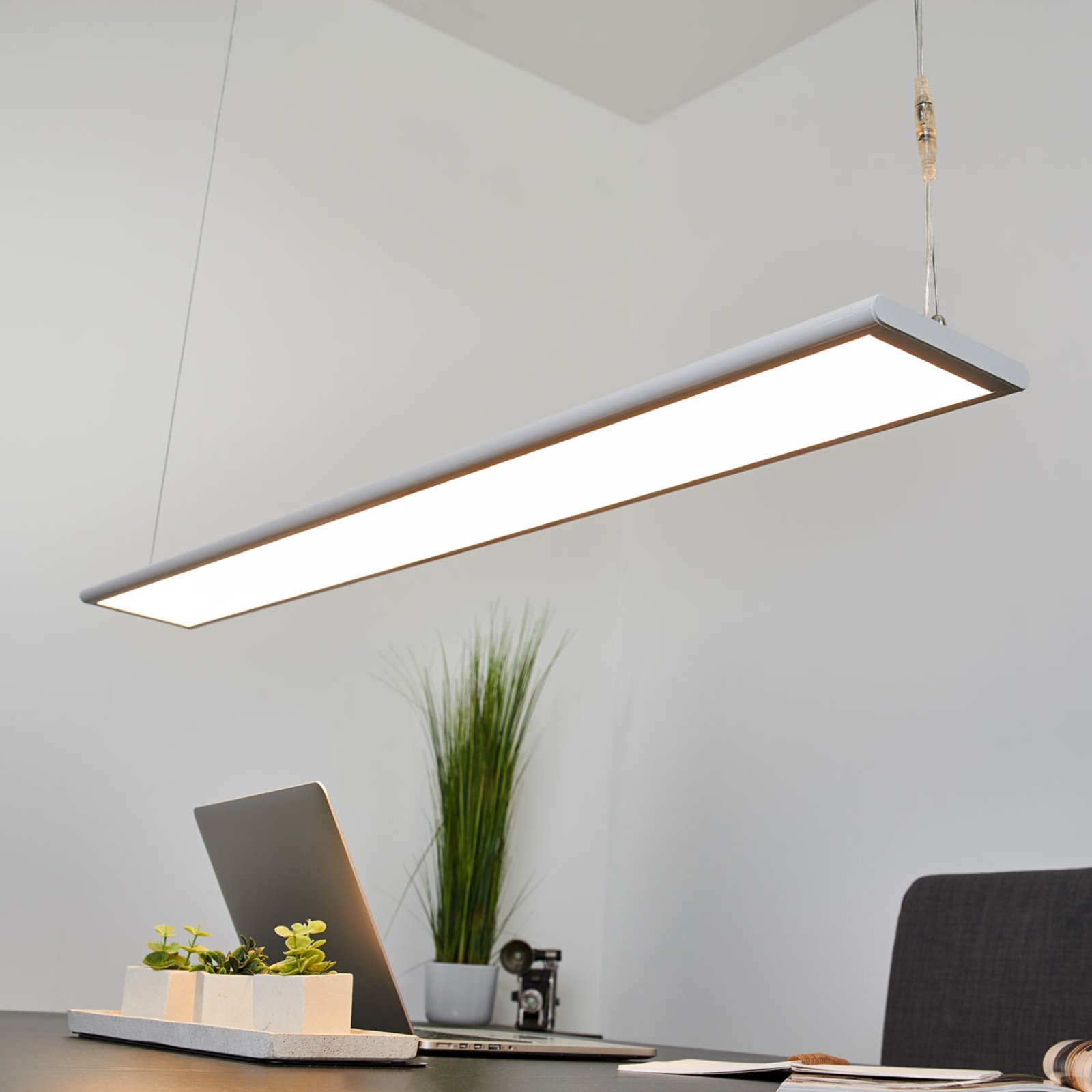 Arcchio LED-kontorshänglampa Samu, upp/ned, dimbar, aluminium