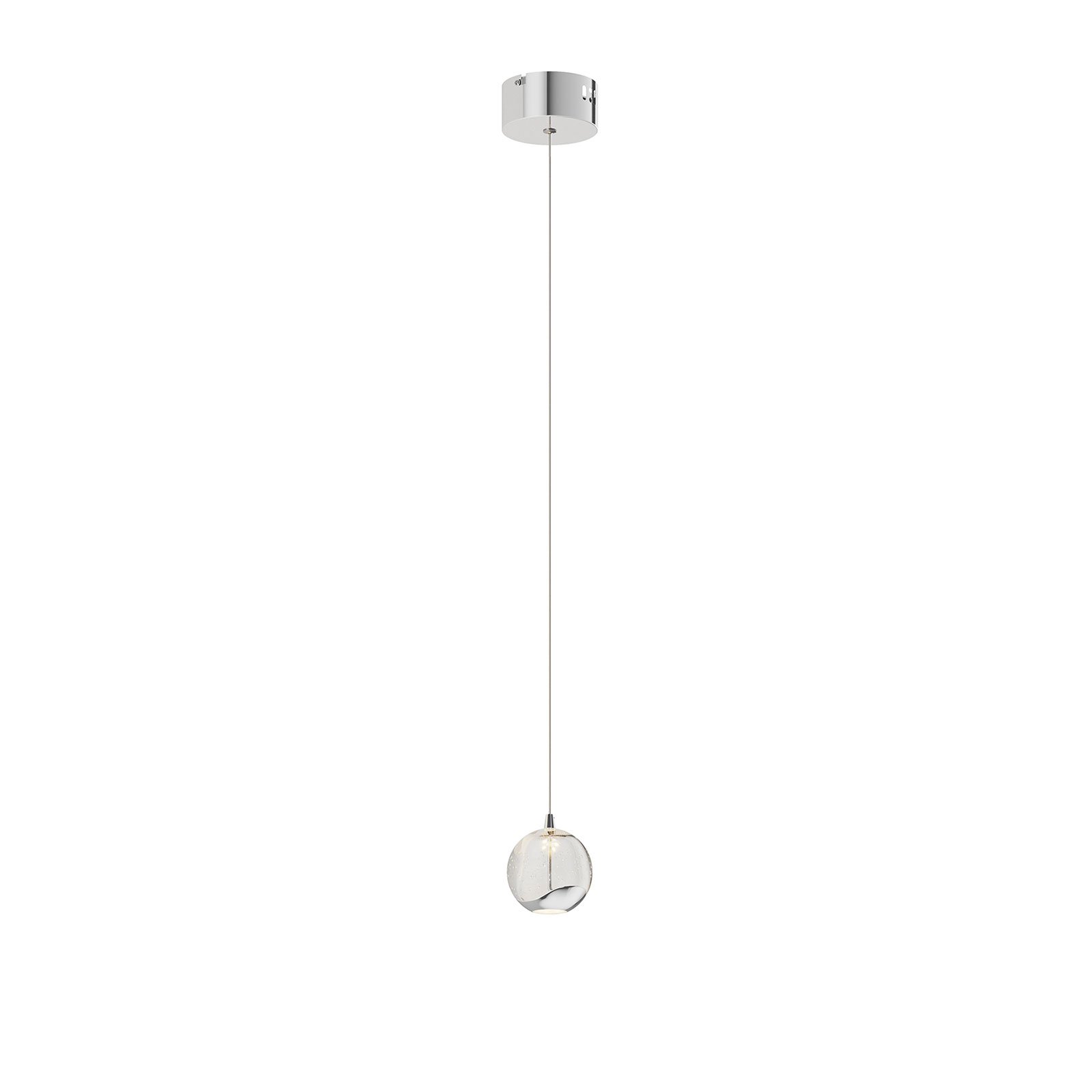 Lucande Lampada LED a sospensione Hayley, Ø 9 cm, colore cromo, vetro