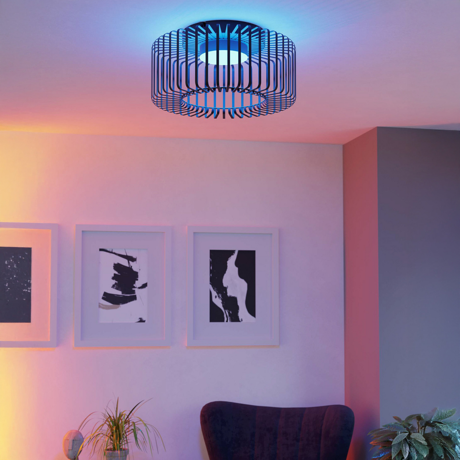 EGLO connect LED-kattovalaisin Ginestrone-Z, musta, alumiini