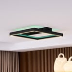 Lucande Smart LED mennyezeti lámpa Tjado, 50 cm, fekete, RGBW