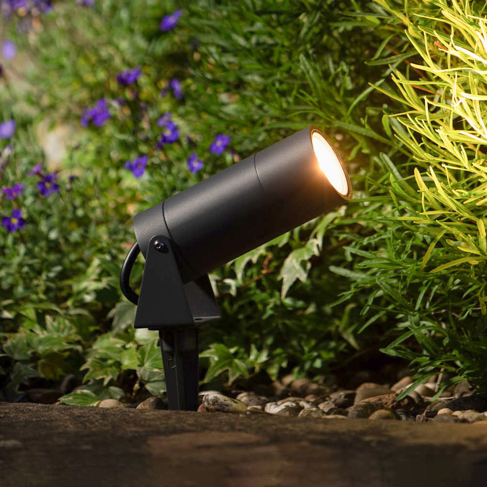 LED-spot med jordspyd 5131, sort, aluminium, glas, Schuko-stik