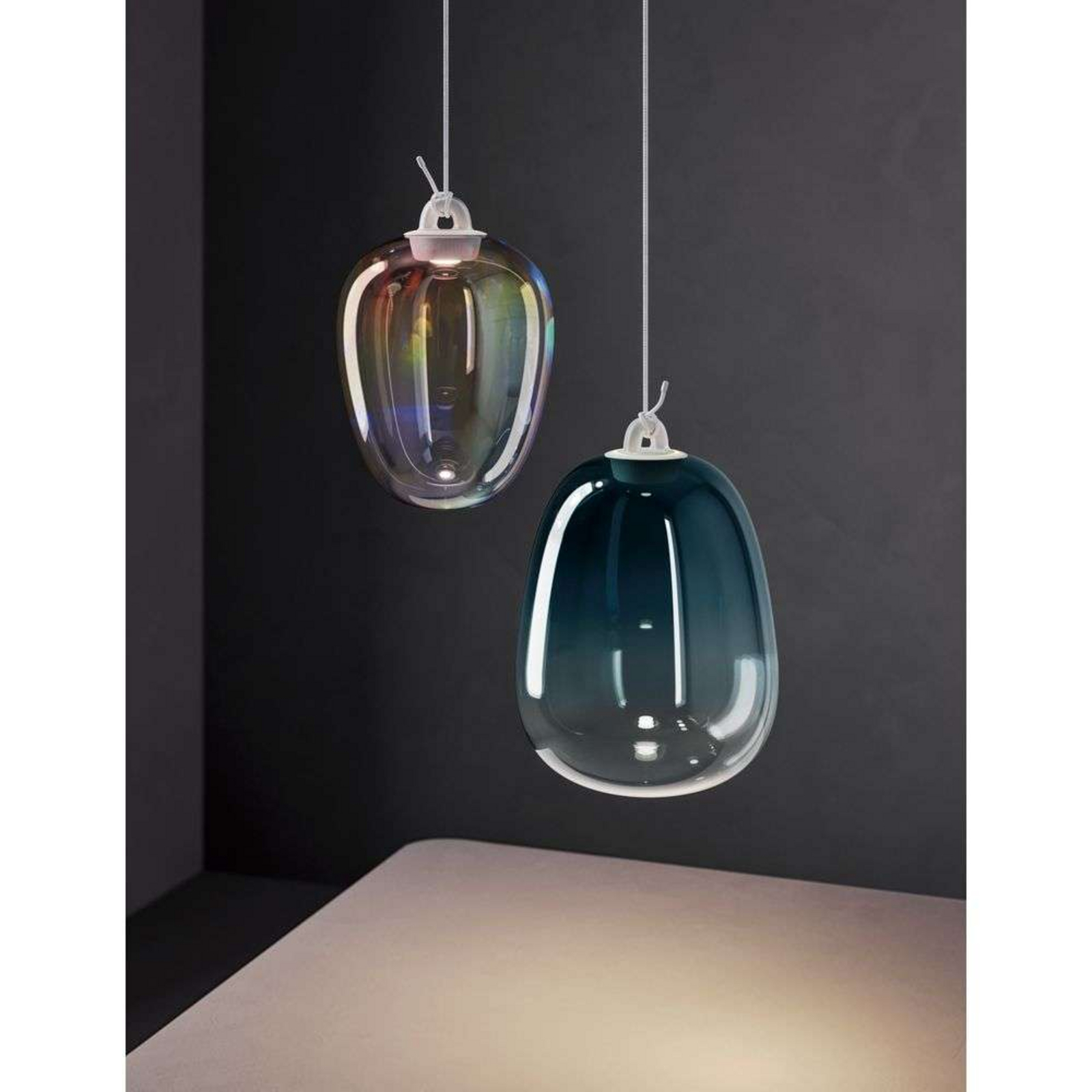 Oblò Lustră Pendul Large 2700K Glossy Fum/Alb - Lodes