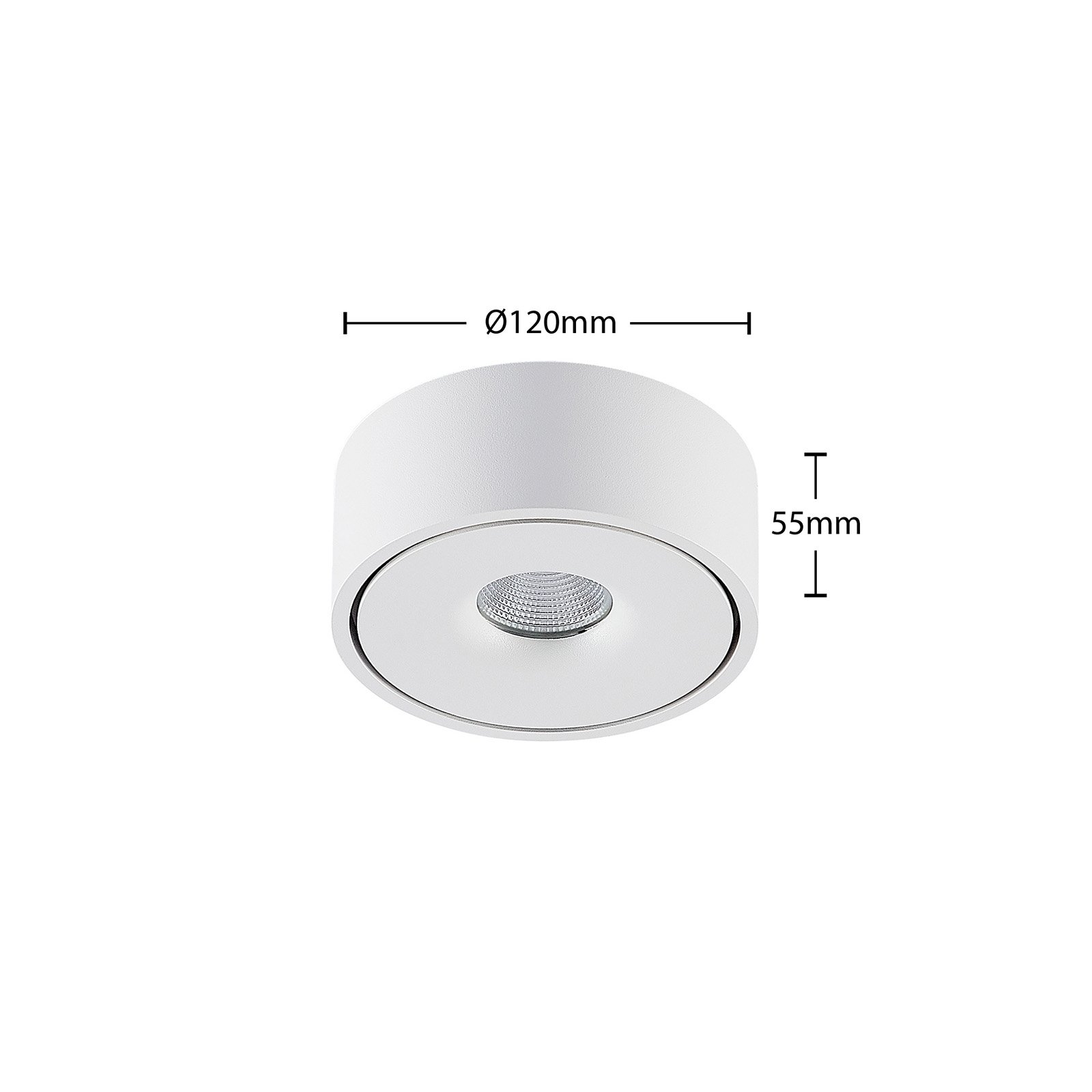 Plafonnier LED Arcchio, blanc, métal, Ø 12 cm