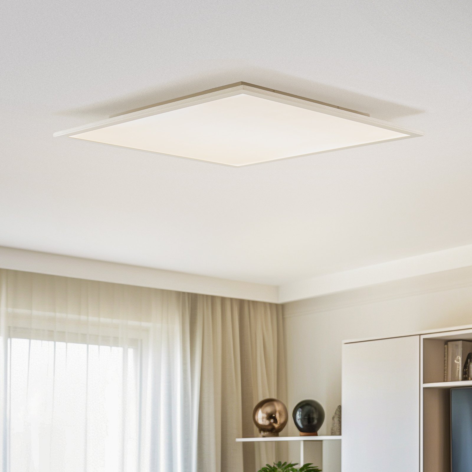 Lindby LED-Panel Livel, 4000K, 62 cm x 62 cm, silber, Metall