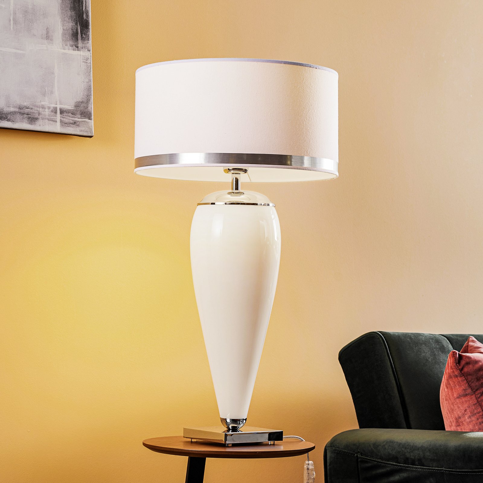 Bordlampe Lund, hvid/opal, højde 70 cm