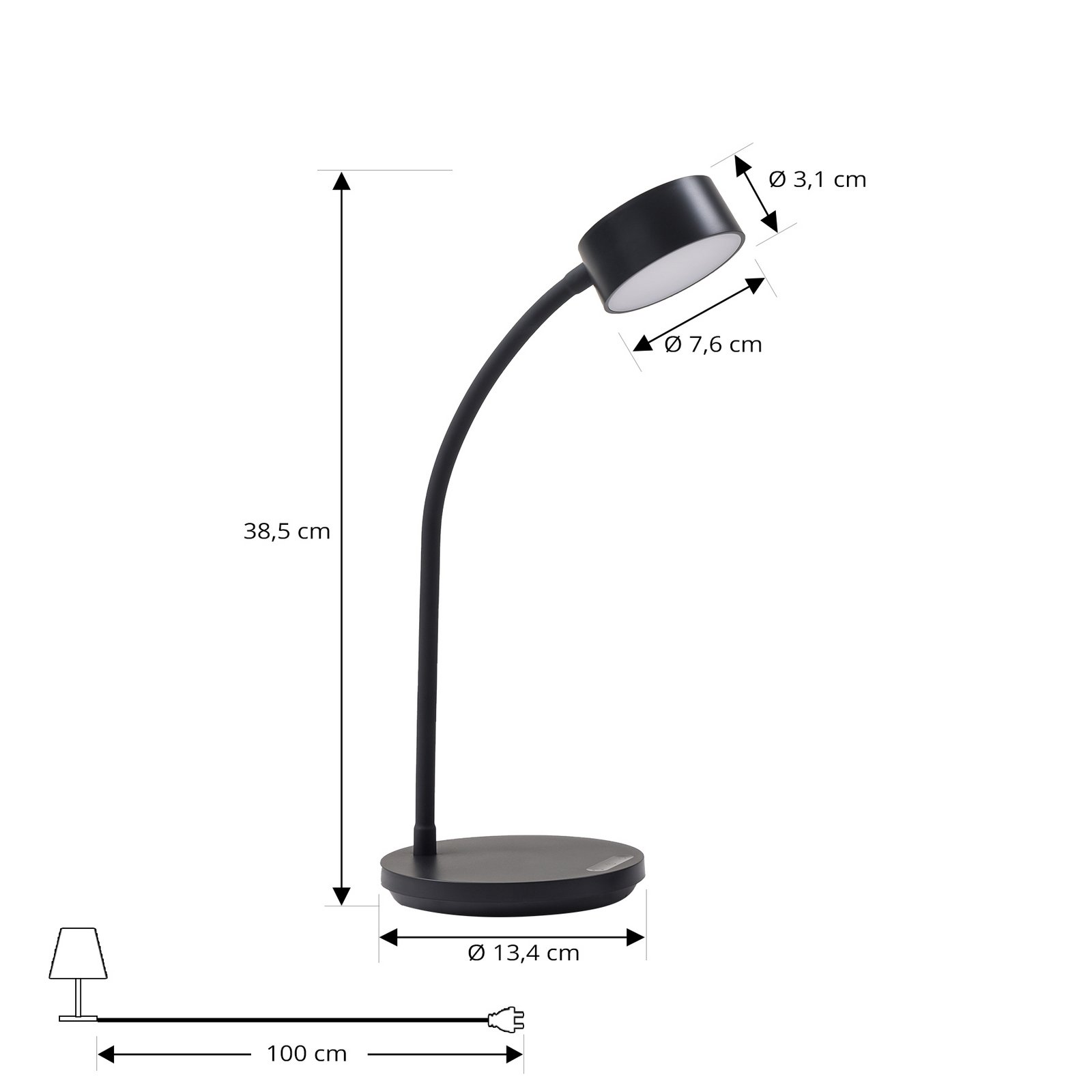 Lindby LED-bordlampe Maori, sort, CCT, metal, dæmpbar