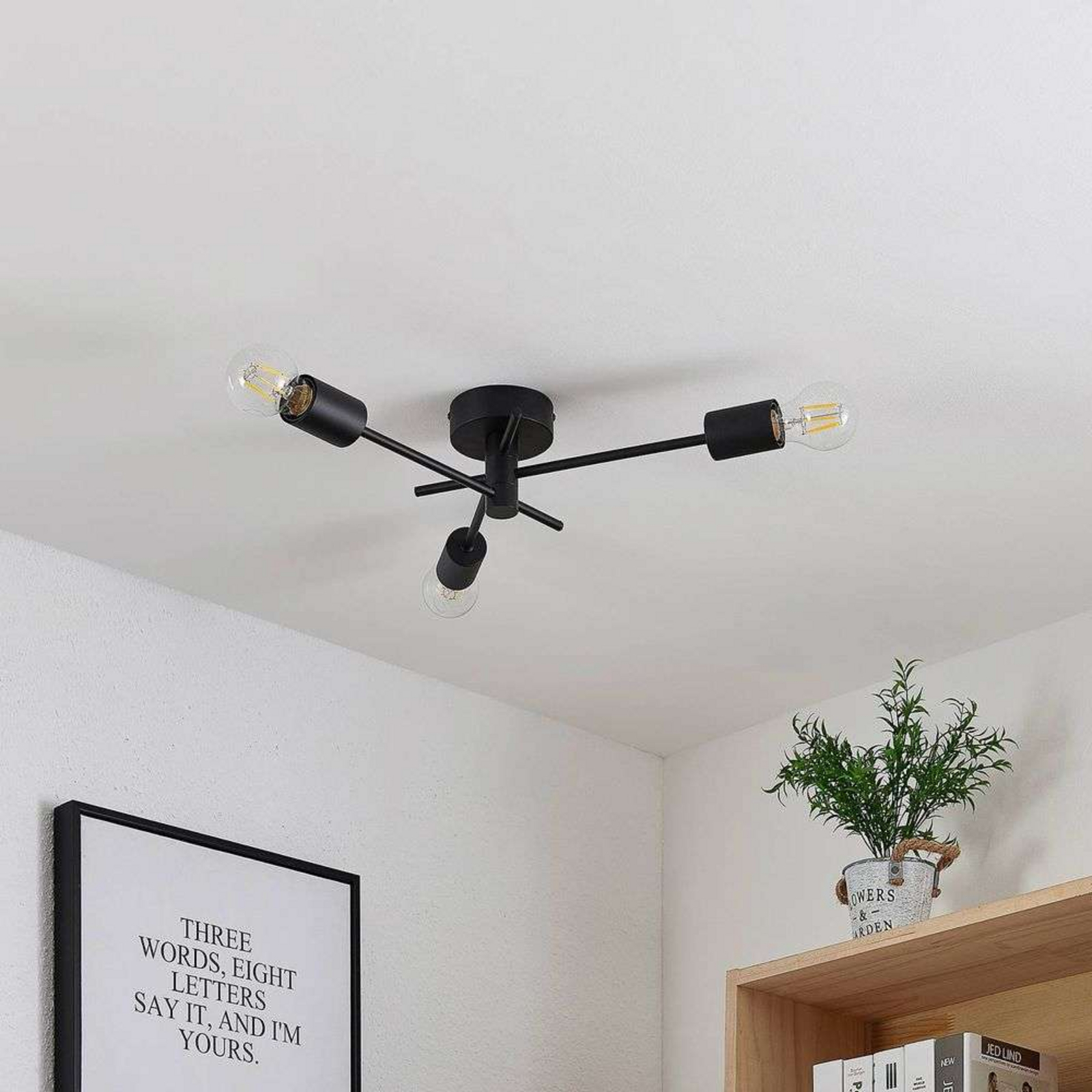 Cerros 3 Plafondlamp Black - Lindby