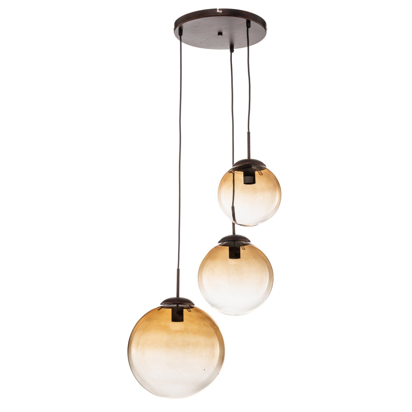 Glas-Hängeleuchte Varus amber 3fl Ø 51 cm