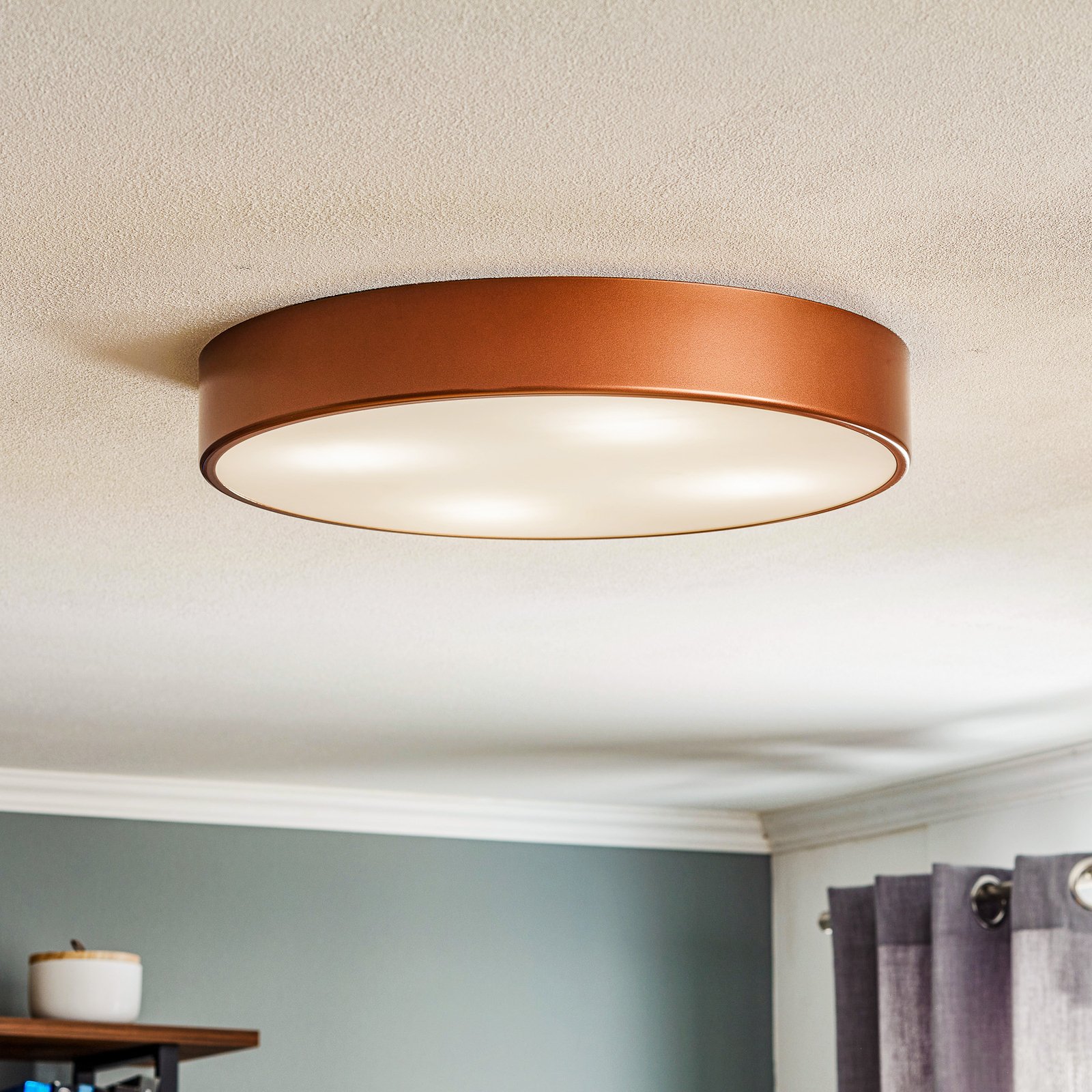 Cleo 500 taklampa, koppar, sensor, IP20, Ø 50 cm, metall