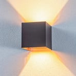 Lindby LED lampă de perete pentru exterior Nivar, unghiulară, negru/galben, IP54