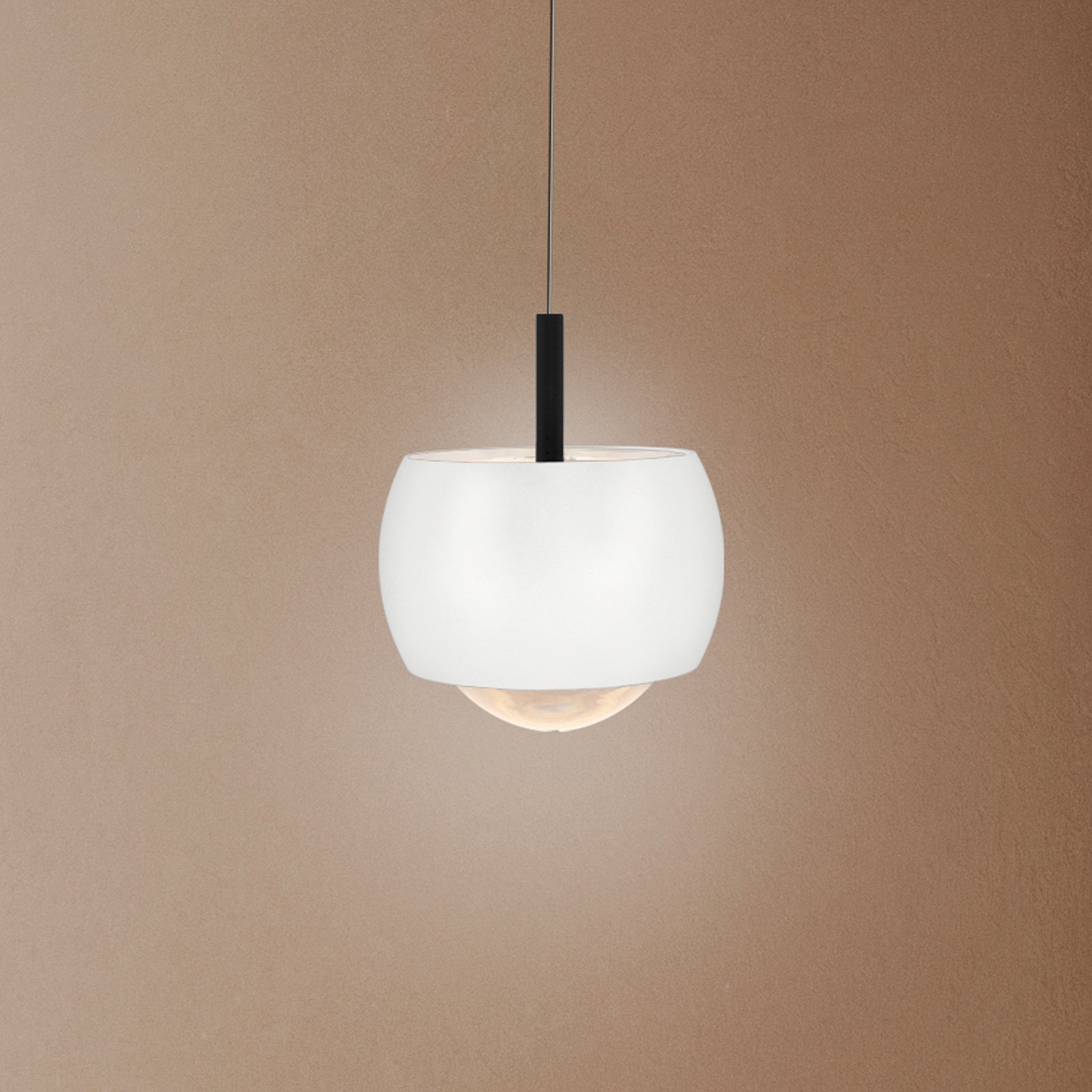 Roller Lámpara colgante LED, blanca, regulable en altura, lente de cristal