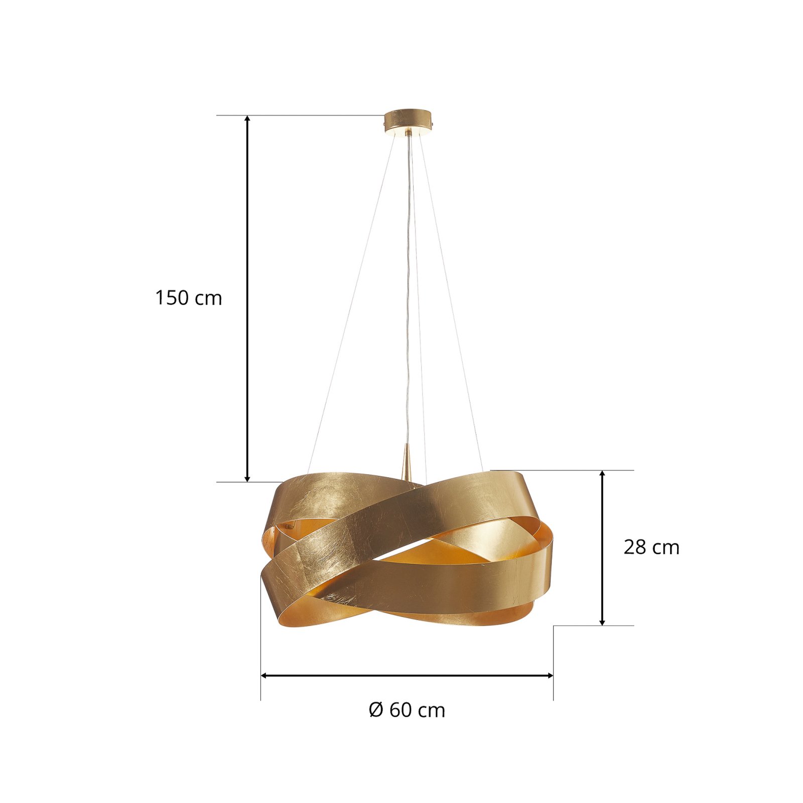 Pura LED rippvalgusti kuldse lehega 60 cm
