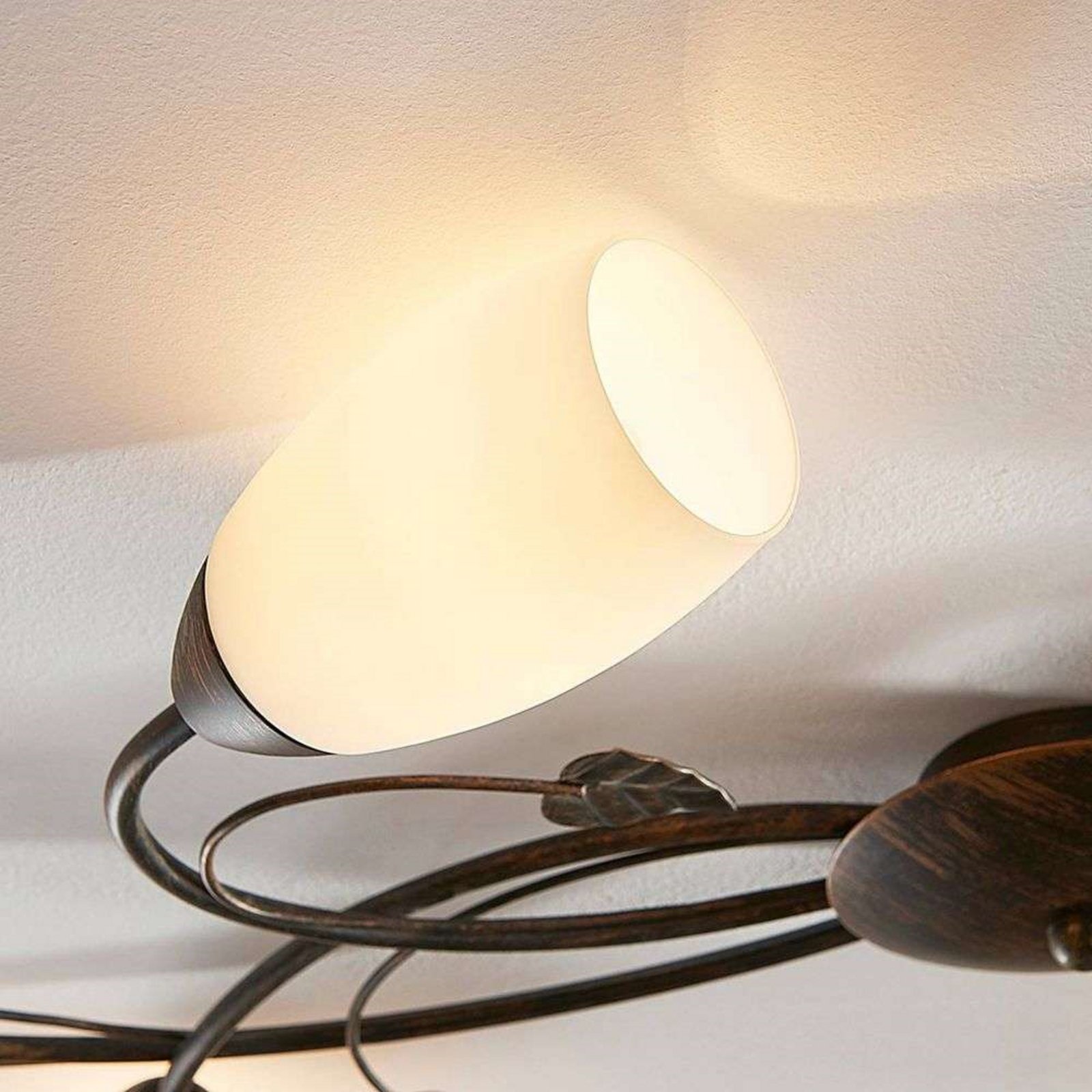 Stefania 6 Plafondlamp White/Black-Gold - Lindby