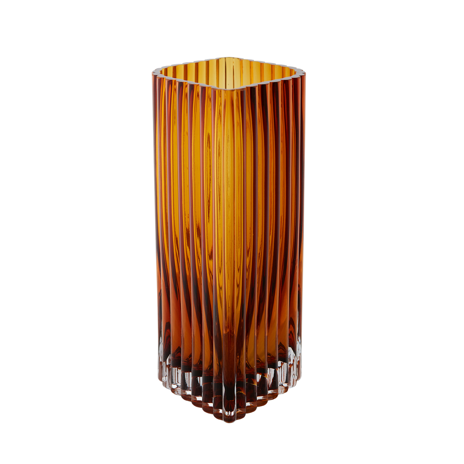 Vaza AYTM Folium, înălțime 25 cm, culoare chihlimbar, sticlă