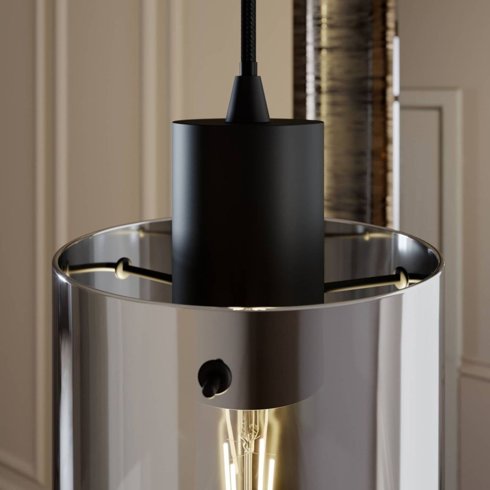 Kourtney Hanglamp Black/Smoke - Lindby