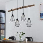 Lindby Hängeleuchte Eldarion, 116 cm, 4-flammig, Holz, E27