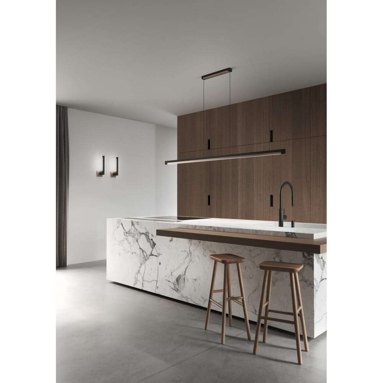 Inlay W2 Linear Vägglampa Matt Black/Satin Silver - Light-Point