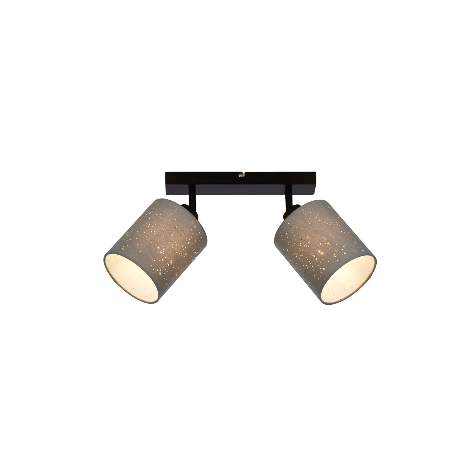 Plafondspot Stofa met sterdecoratie, grijs 2-lamps