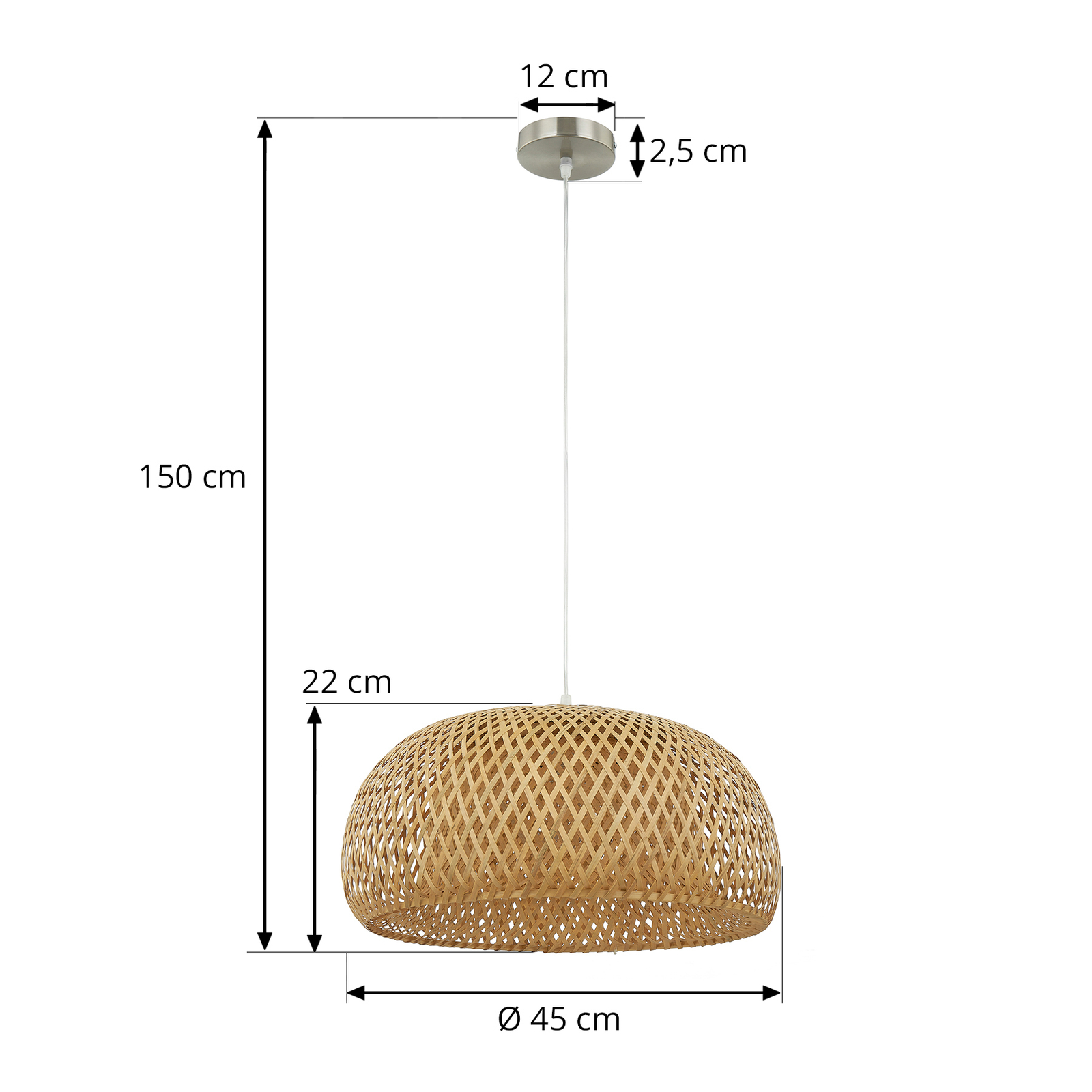 Lindby taklampa Jadwiga, Ø 45 cm, bambu, E27