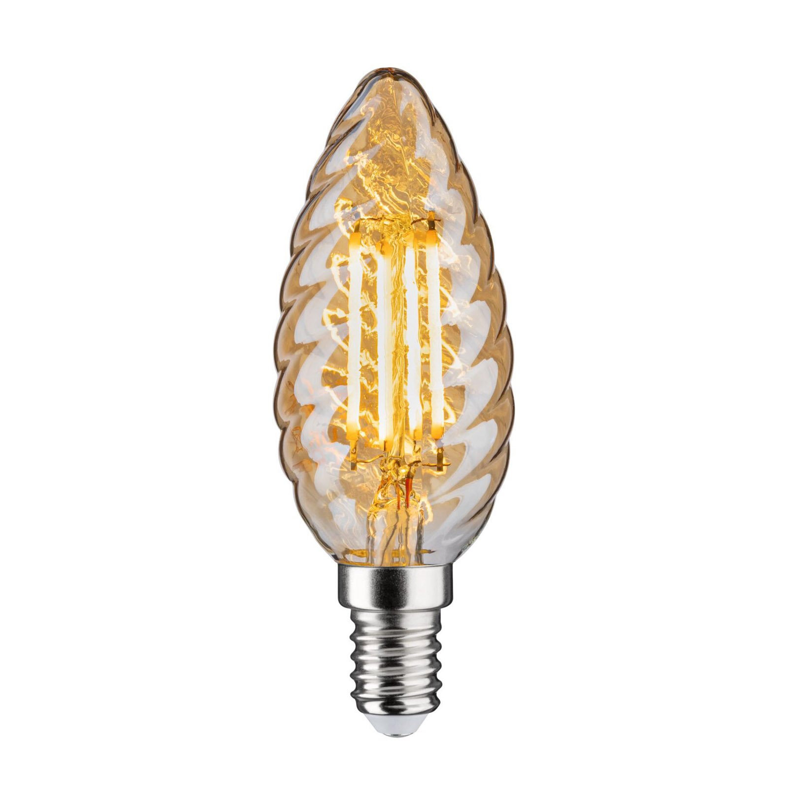 LED svíčka E14 4,7W zlatá kroucená stmívací