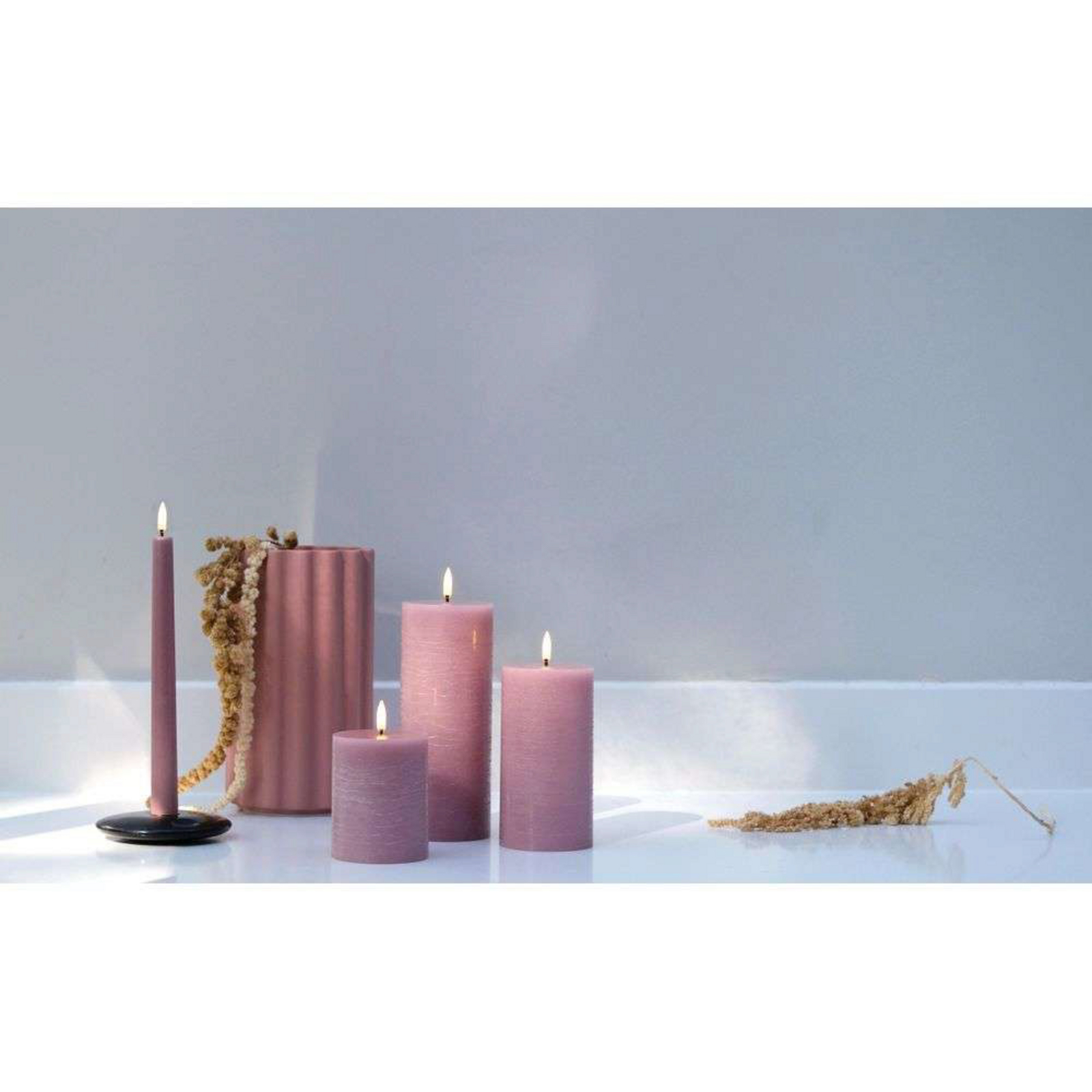 Stĺpiková Sviečka LED 7,8x20,3 cm Rustic Dusty Rose - Uyuni Lighting