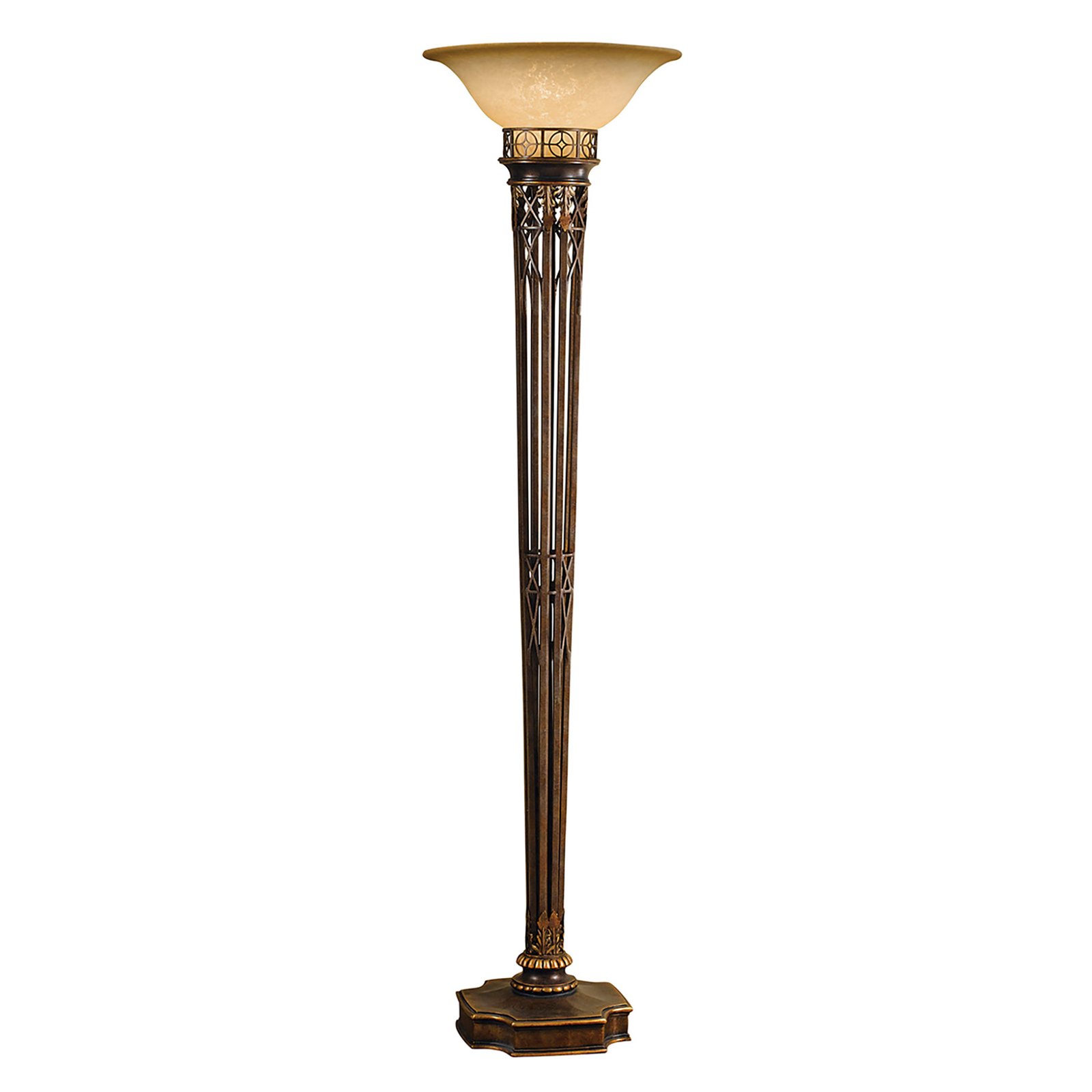 Lámpara de pie Opera, altura 189 cm, oro bruñido