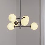 Candeeiro suspenso Aurora, preto, Ø 60 cm, 6 lâmpadas, vidro, E14