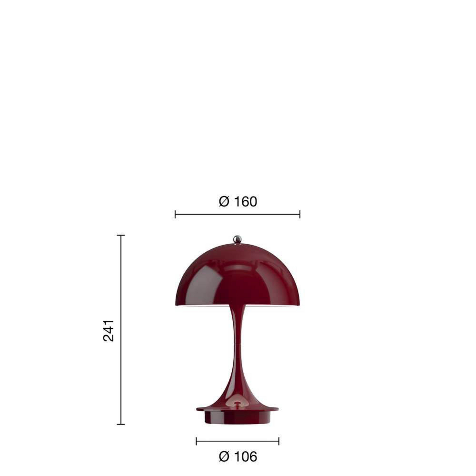Panthella 160 Prijenosni Stolna Lampa V3 Opaque Burgundy - Louis Poulsen