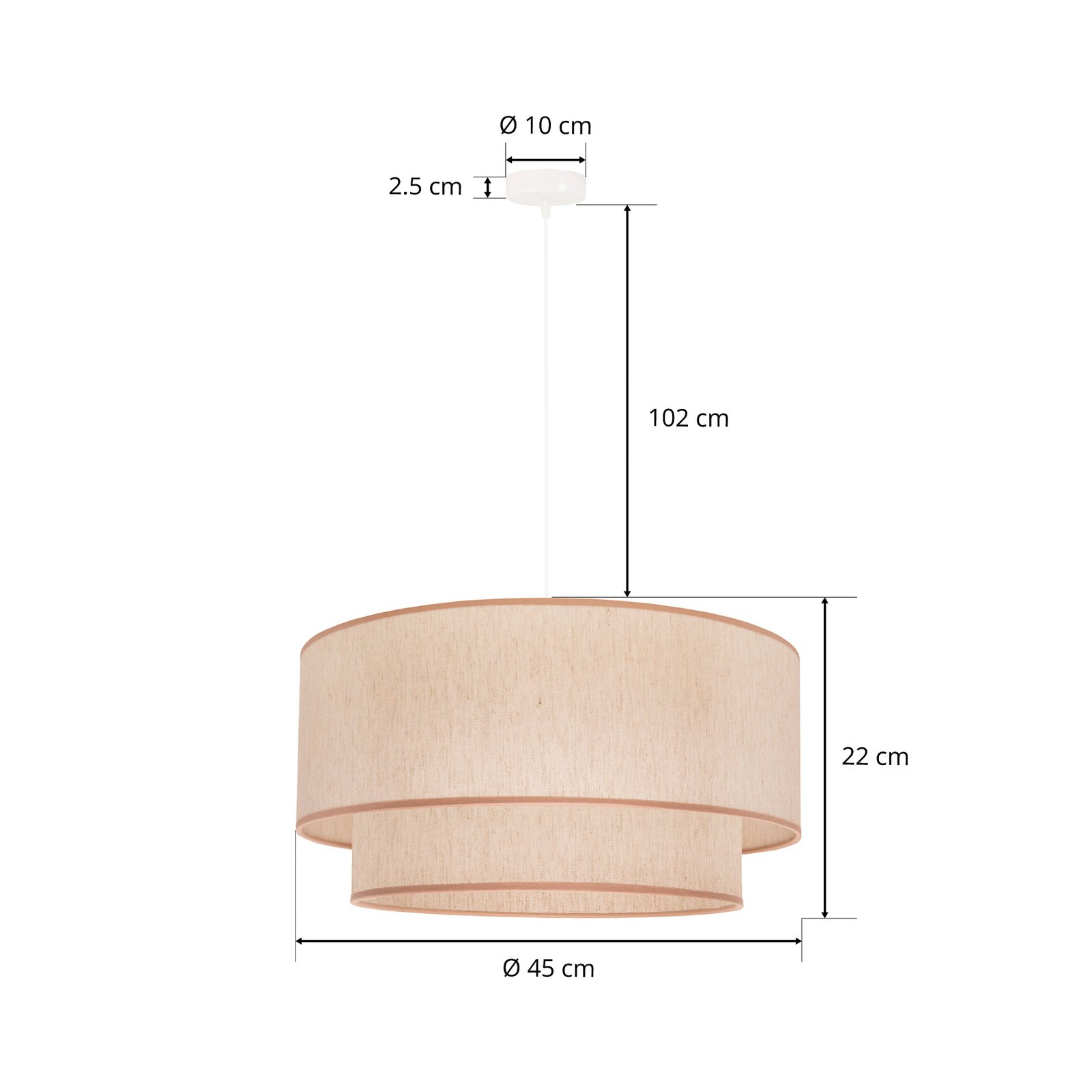 Lampă suspendată Boho, cu două abajururi, bej