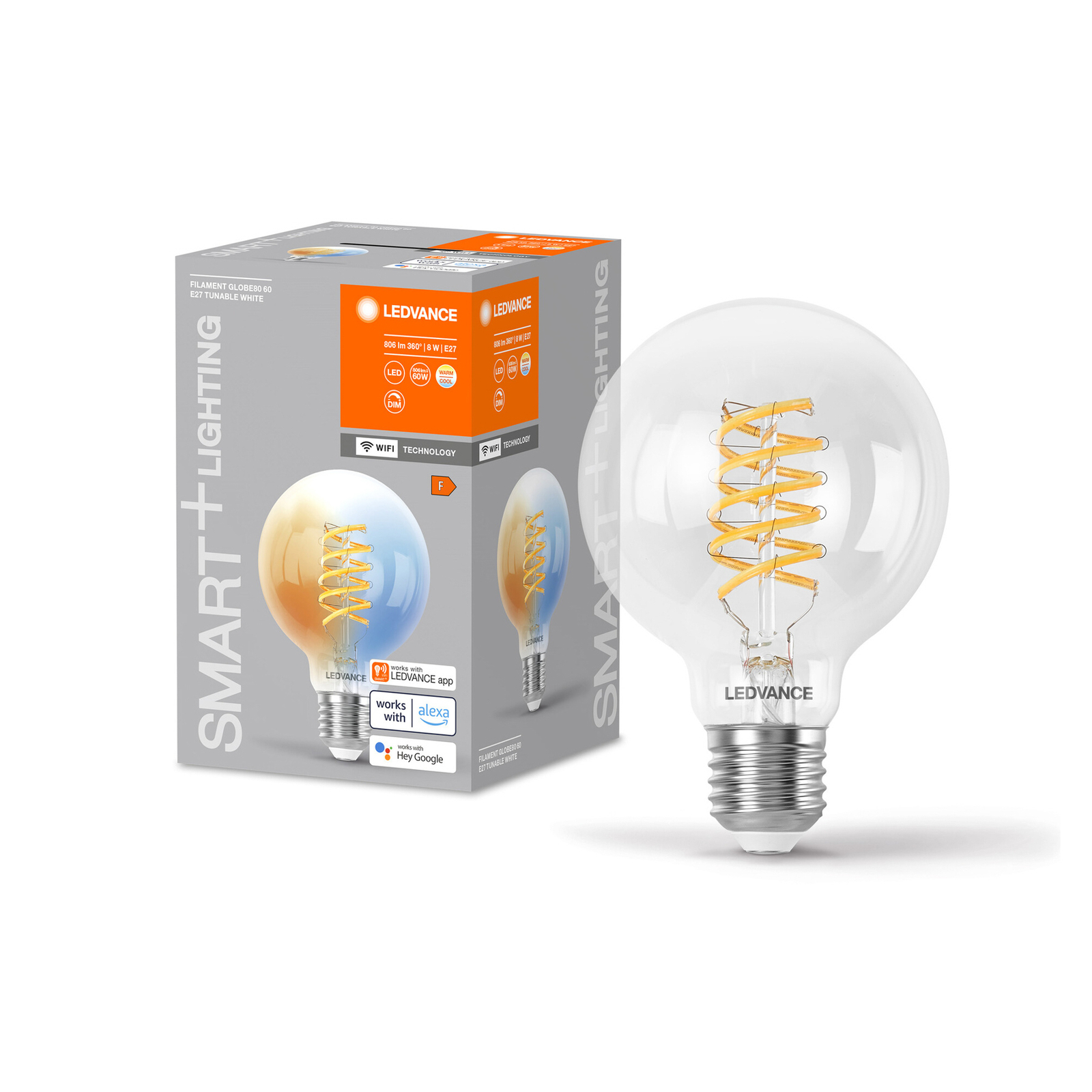 LEDVANCE SMART+ WiFi E27 8W LED G80 klar 827-865