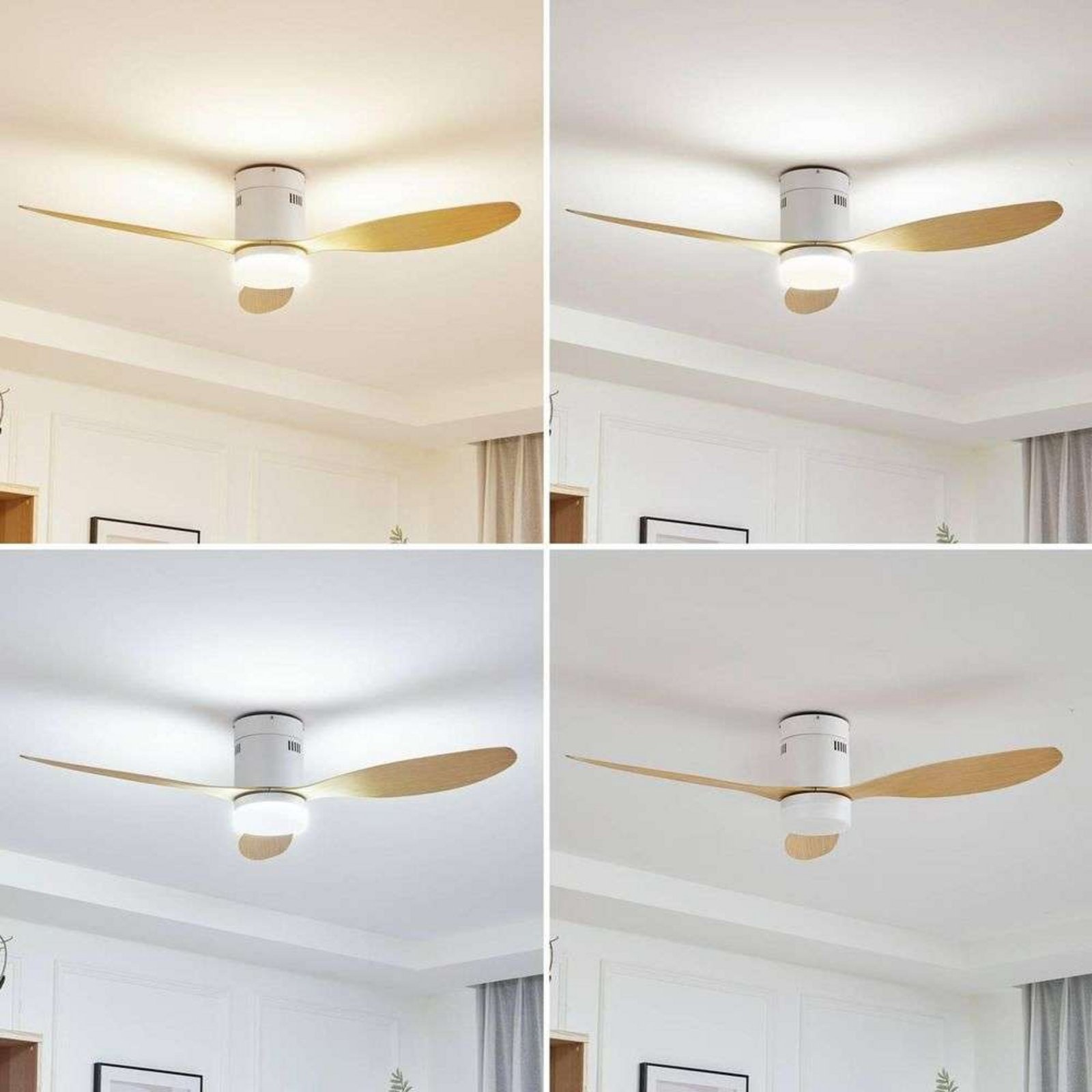 Kayu LED Ventilador de teto Branco/Madeira - Lucande