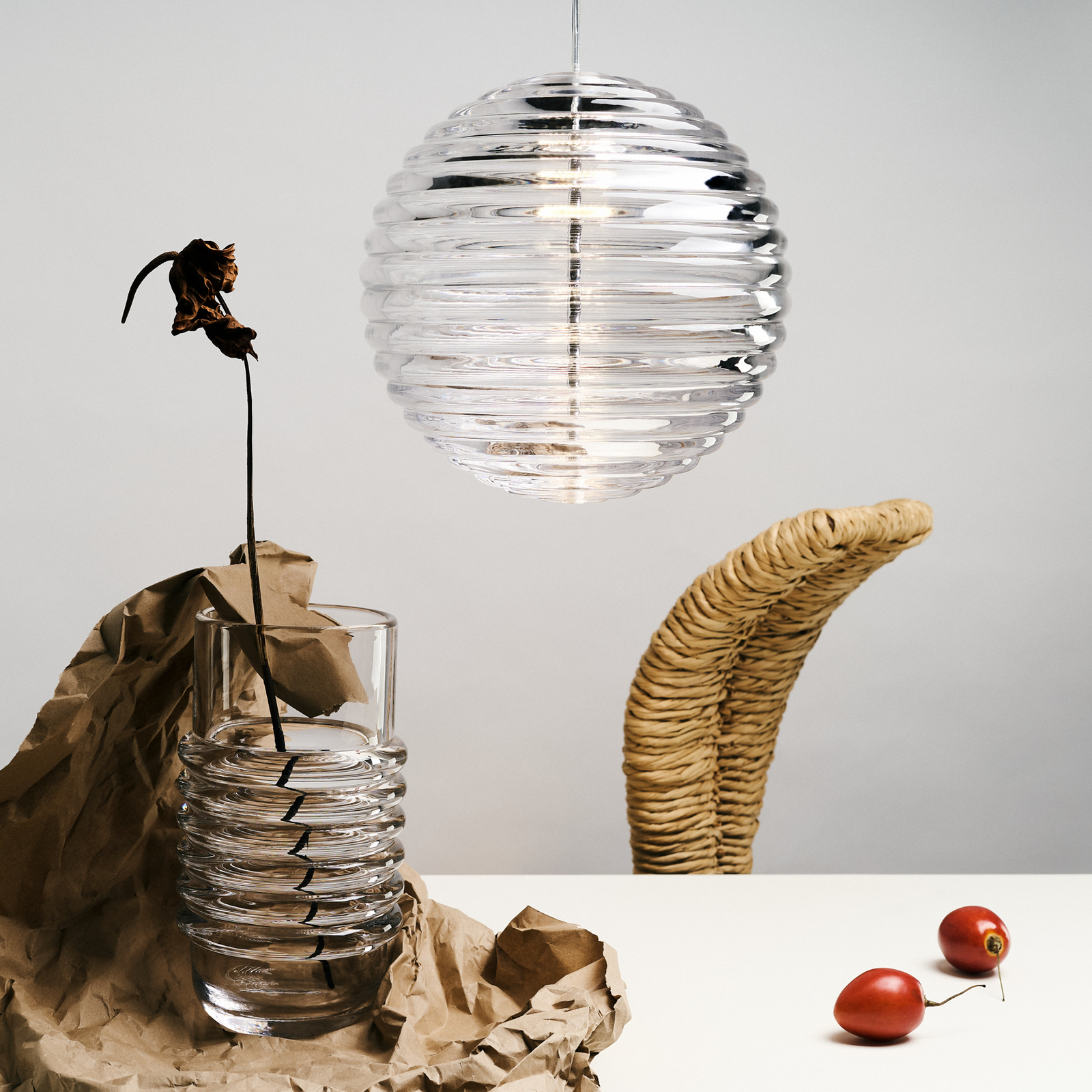 Tom Dixon LED-Hängelampe Press Sphere, klar Ø 30 cm Glas 927