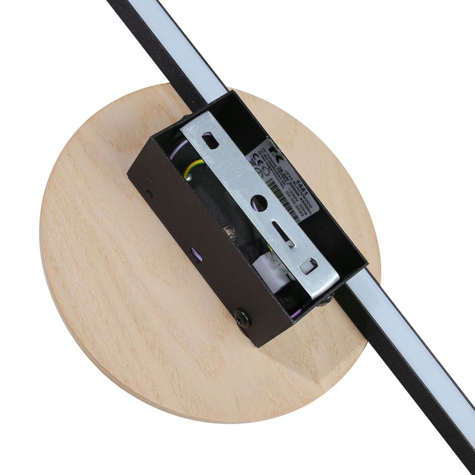 LED-væglampe Java II, sort/eg, højde 93 cm, metal