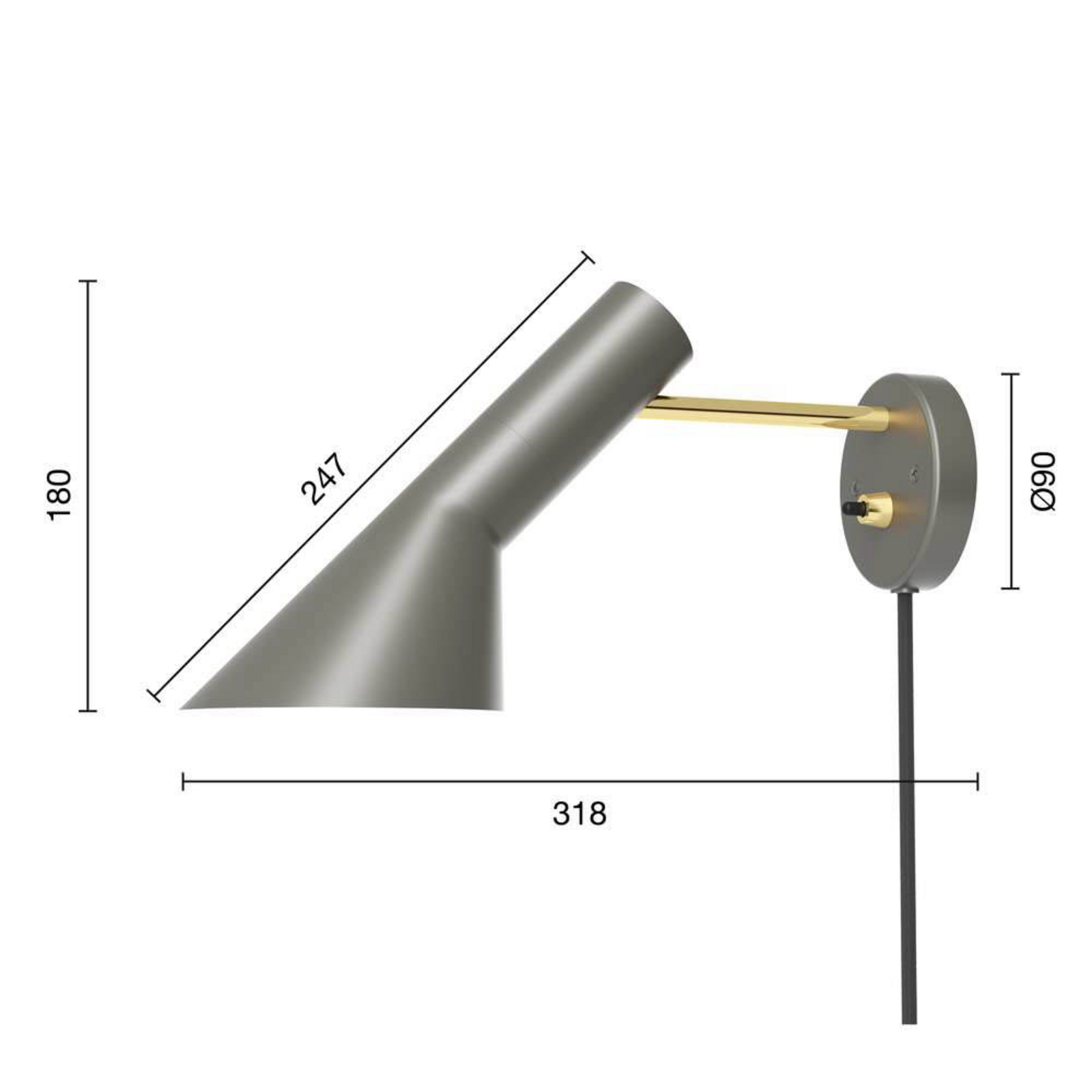 AJ Seinävalaisin Brass/Warm Grey - Louis Poulsen