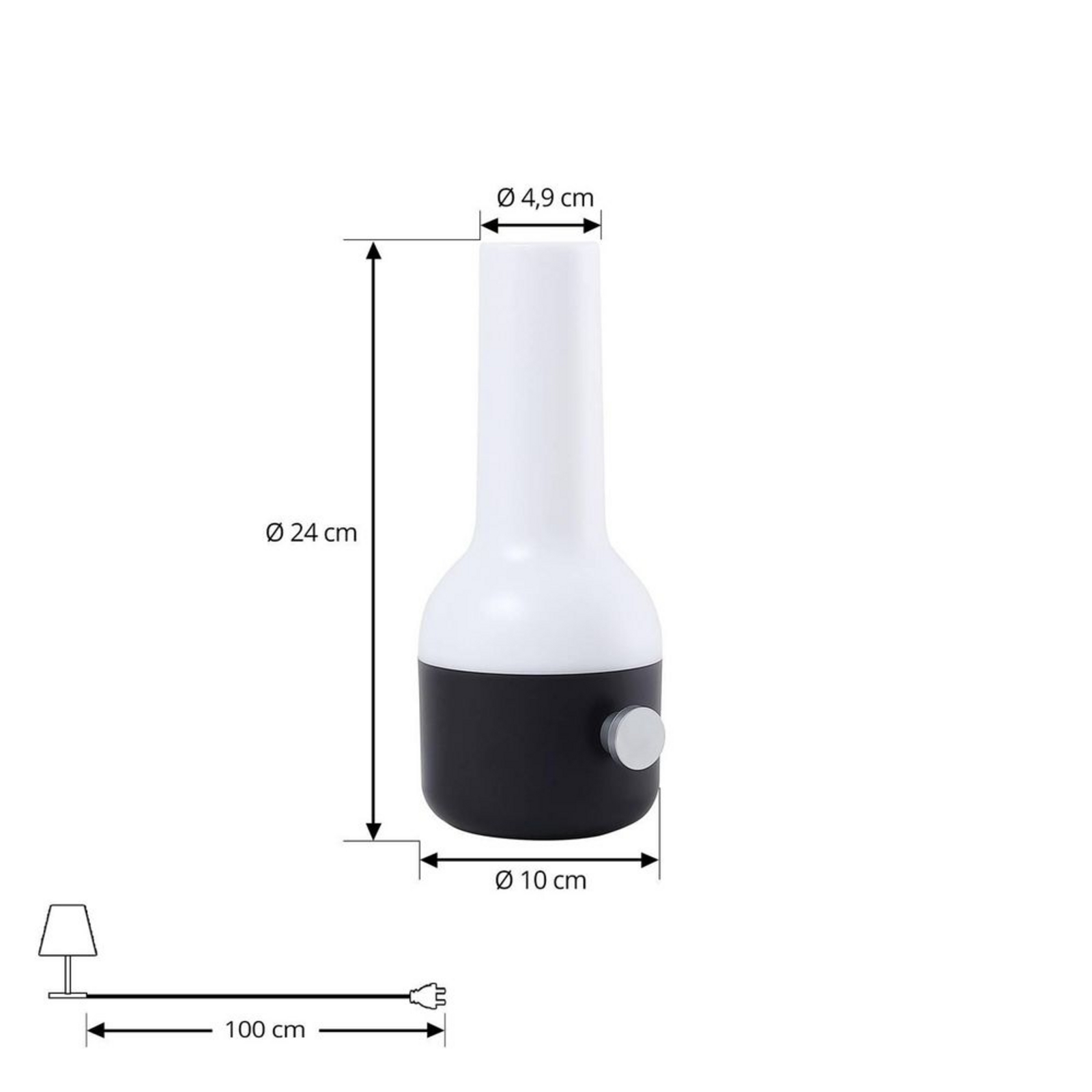 Isaline Portable Table Lamp Dim. IP44 Black - Lindby